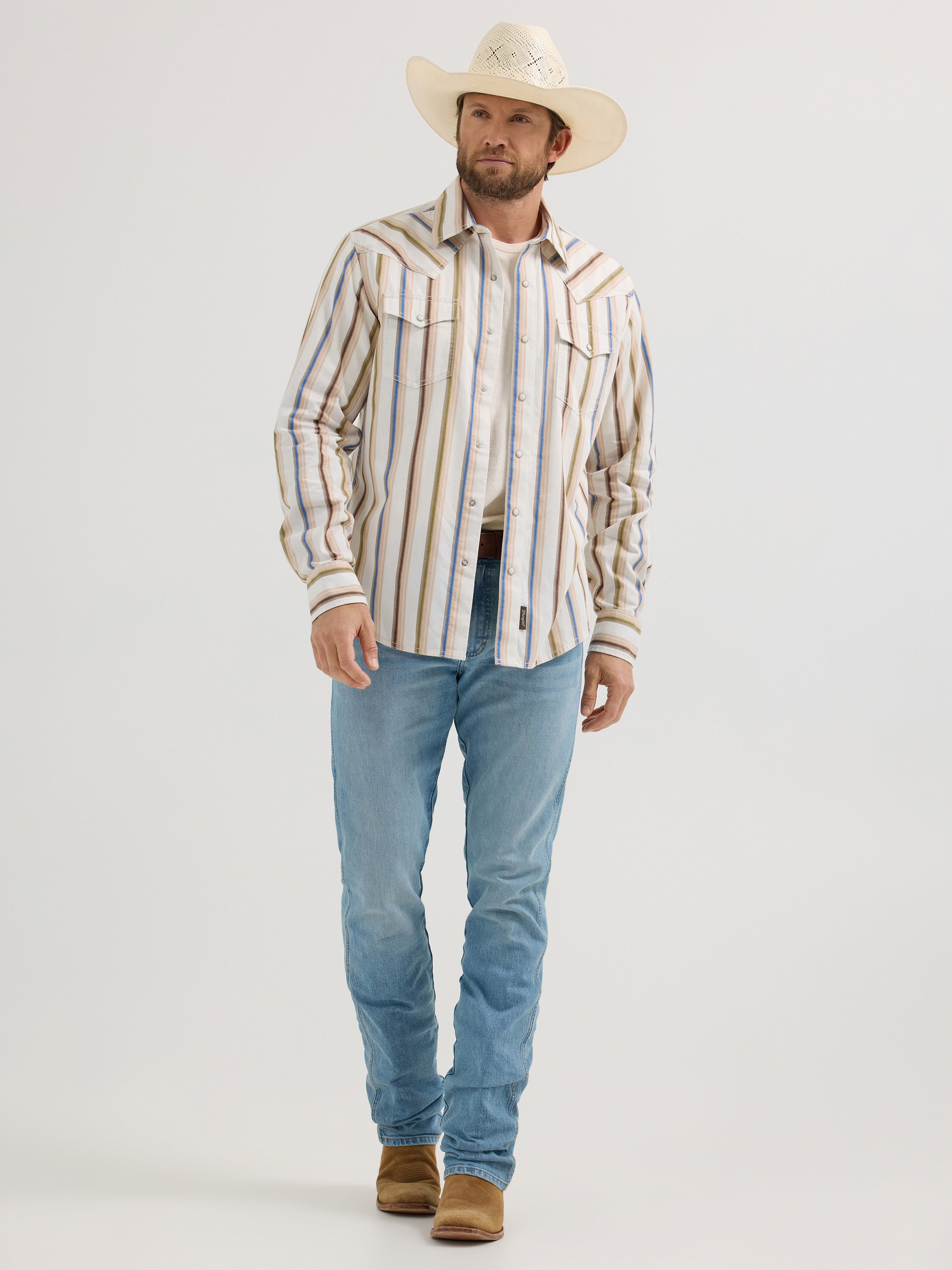 Chemise à manches longues Wrangler Retro® Premium - Coupe moderne - Rayures multicolores