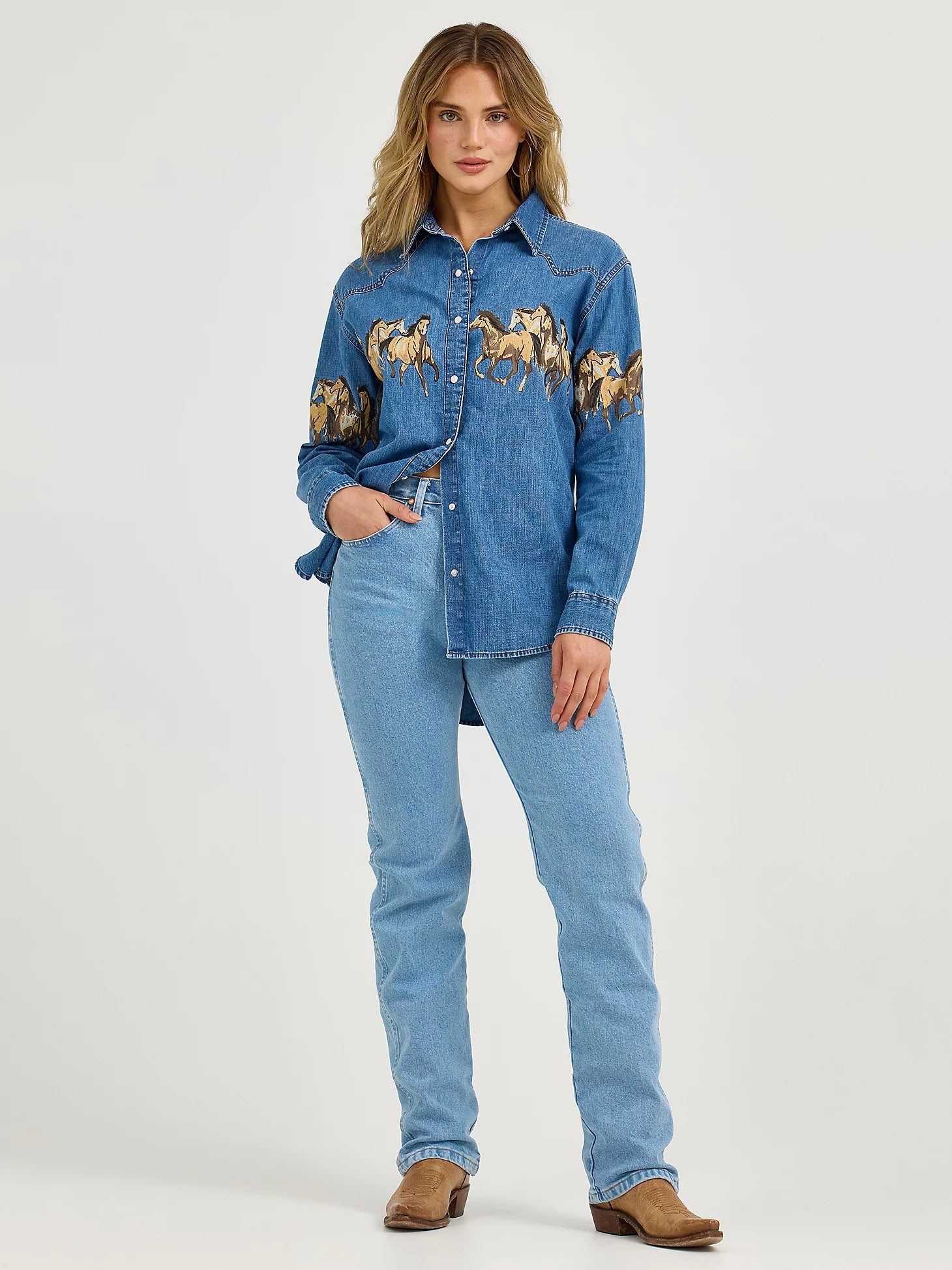 Wrangler Retro® Punchy Stampede Top - Mid Denim