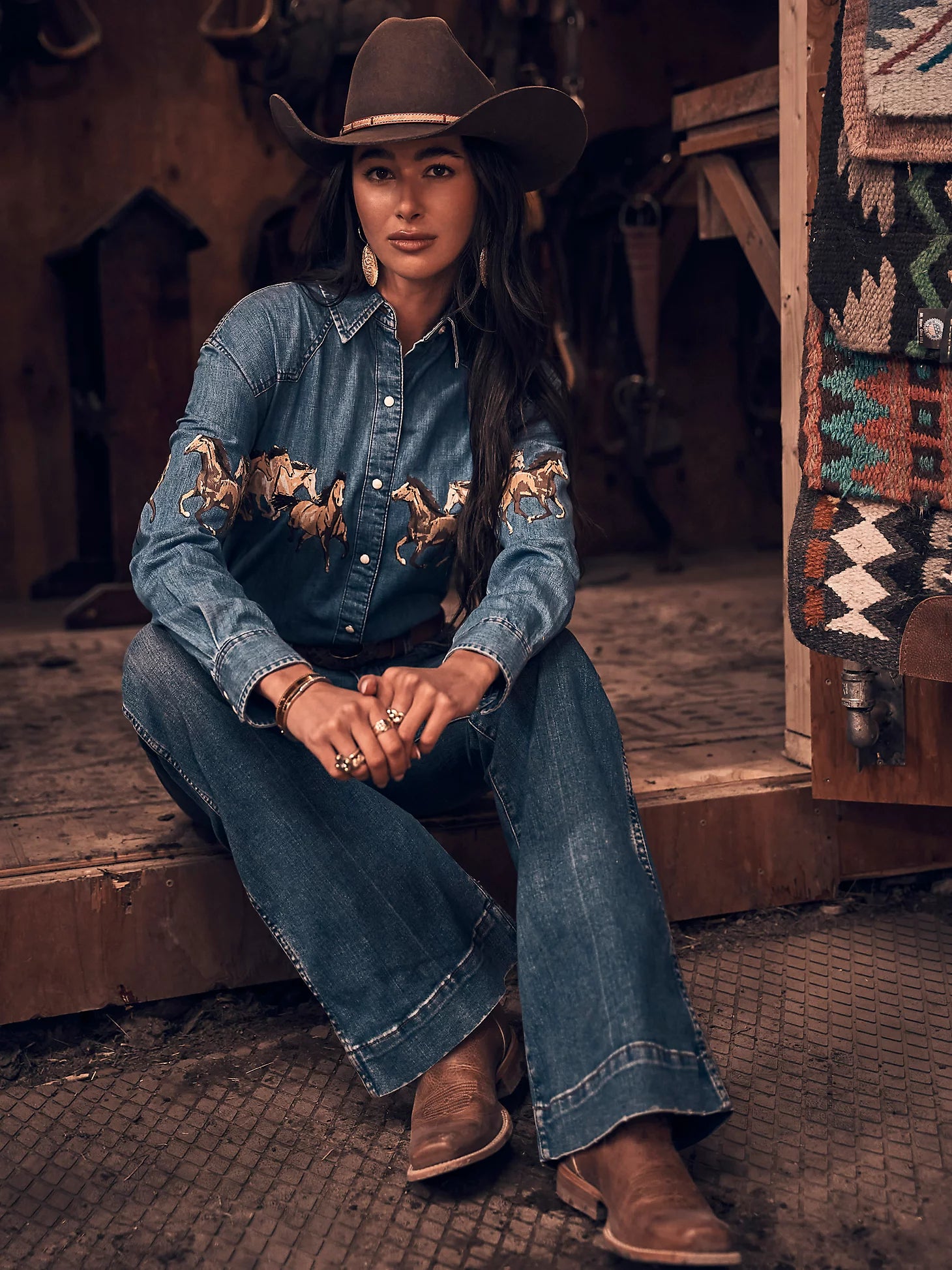 Haut Wrangler Retro® Punchy Stampede - Denim moyen