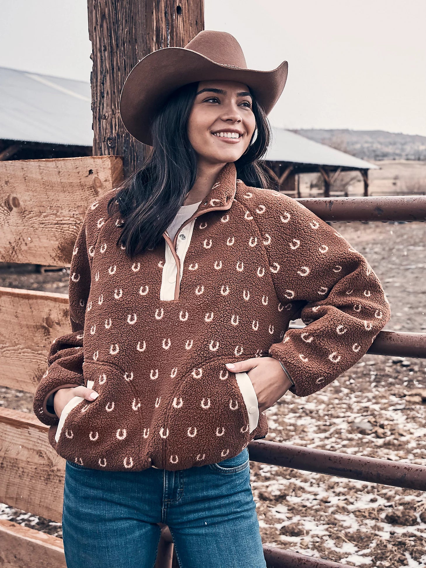 Wrangler Retro® Americana Sherpa à boutons-pression - Marron