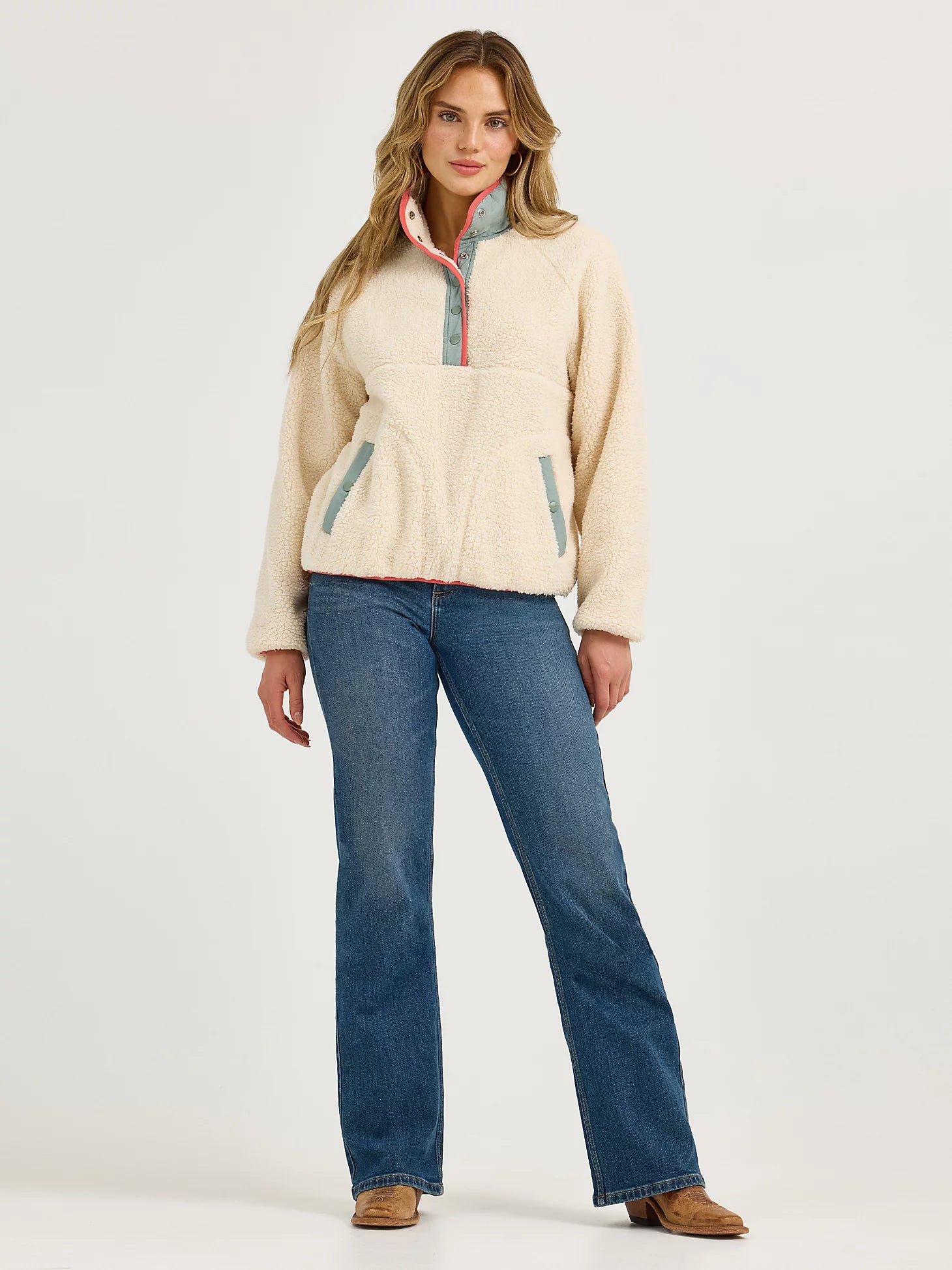 Wrangler Retro® Punchy Sherpa à boutons-pression - Blanc