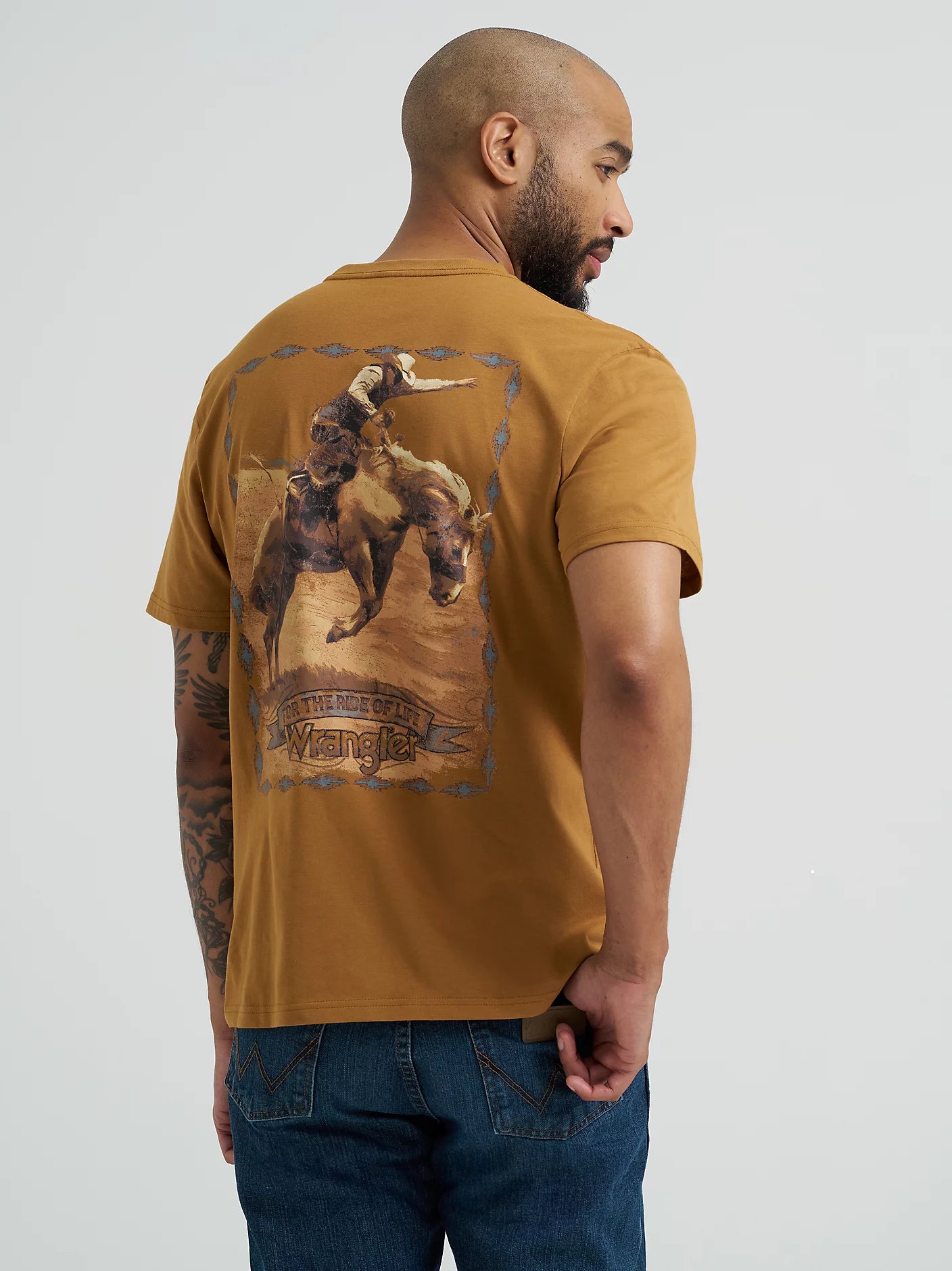 Men's Wrangler Bucking Cowboy Back Graphic T-Shirt