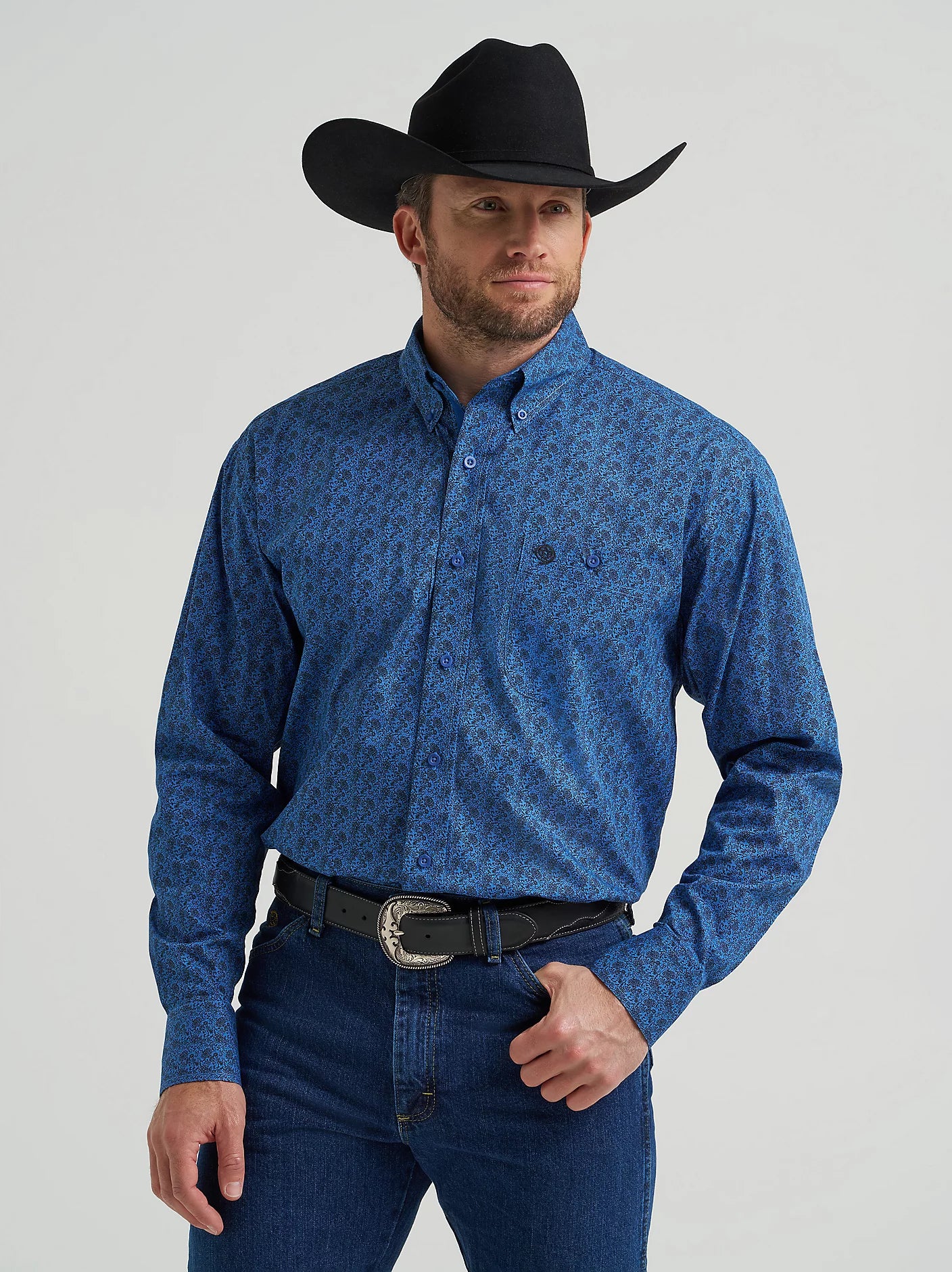 Wrangler® George Strait™ Long Sleeve Button Down One Pocket Shirt