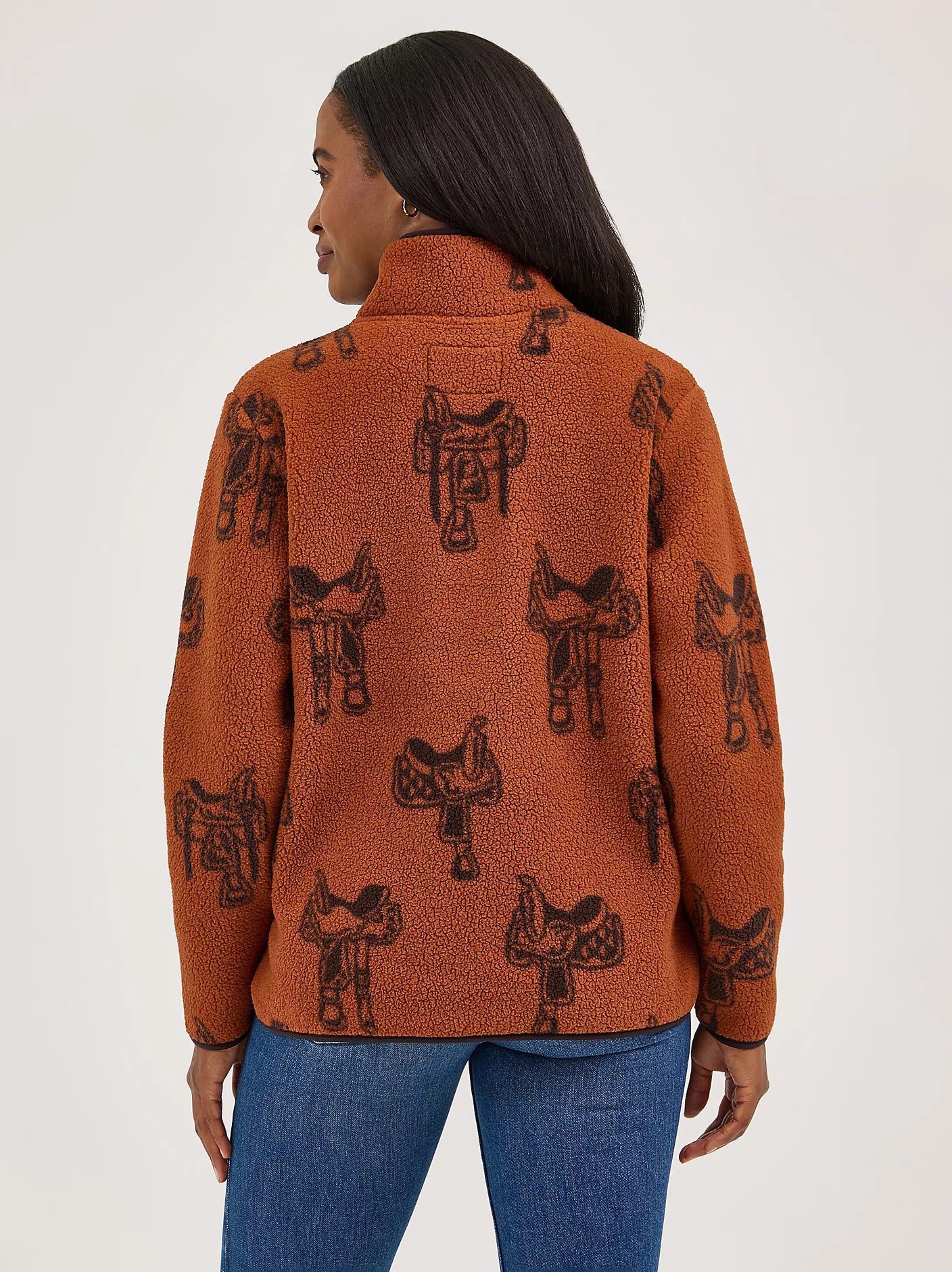 Wrangler Retro® Punchy Sherpa Zip Pullover - Brown