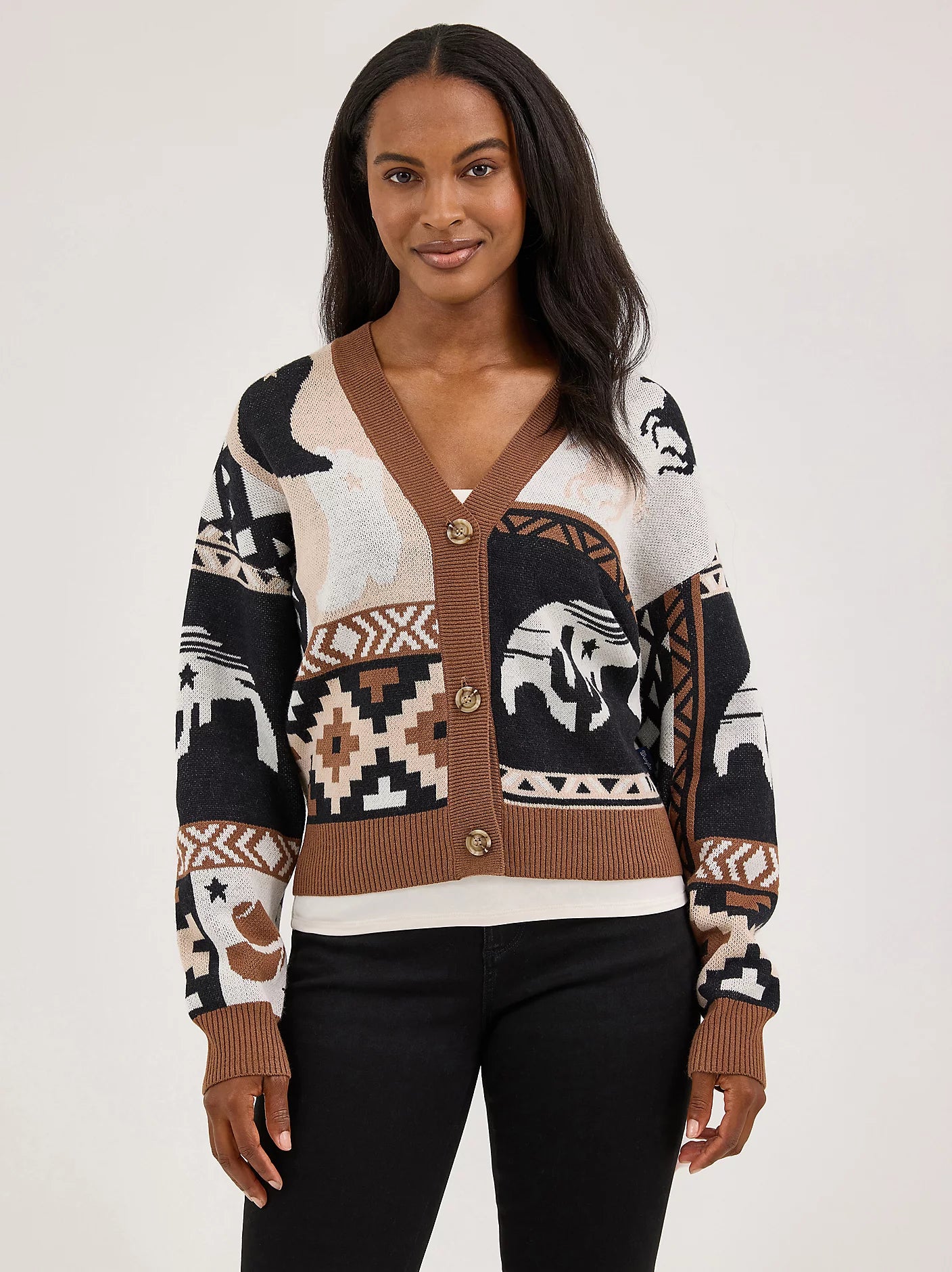 Wrangler Retro® Punchy Sweater Cardigan - Brown