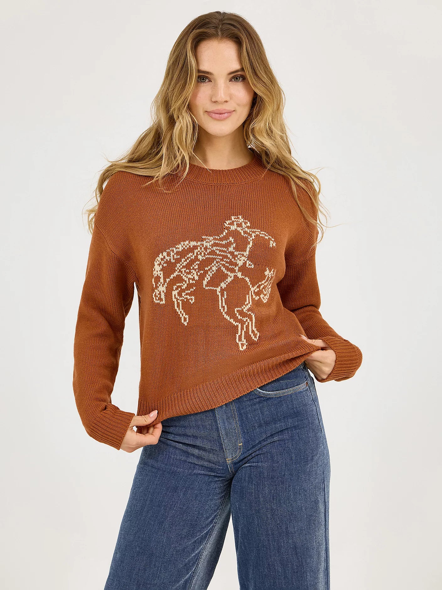 Women's Wrangler Horse Intarsia Crew Neck Sweater
