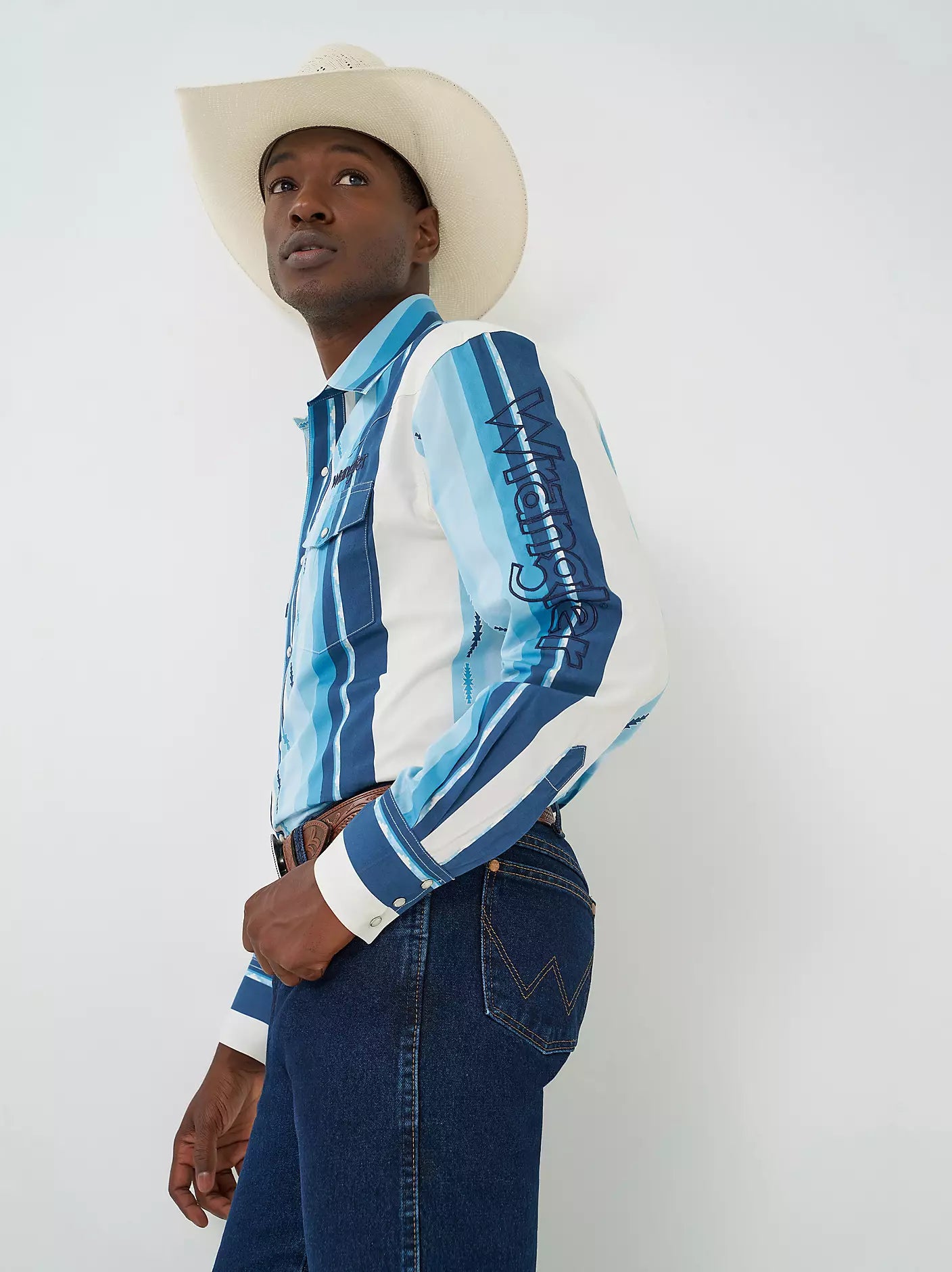 Chemise rayée à manches longues avec logo Wrangler® pour homme
