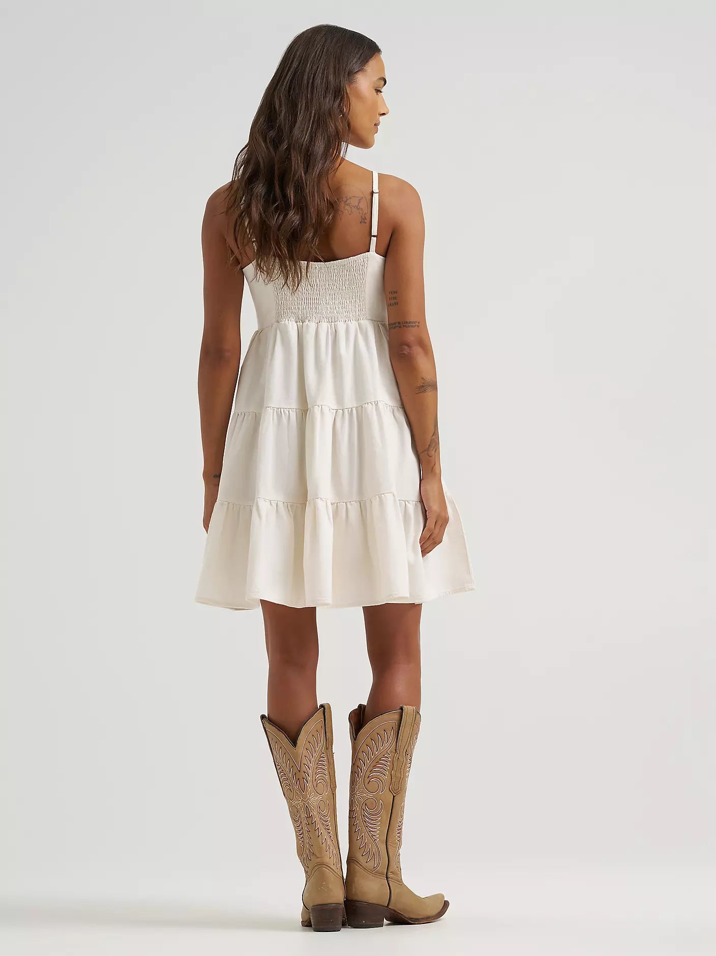 Wrangler Retro® Punchy Tiered Mini Dress - White