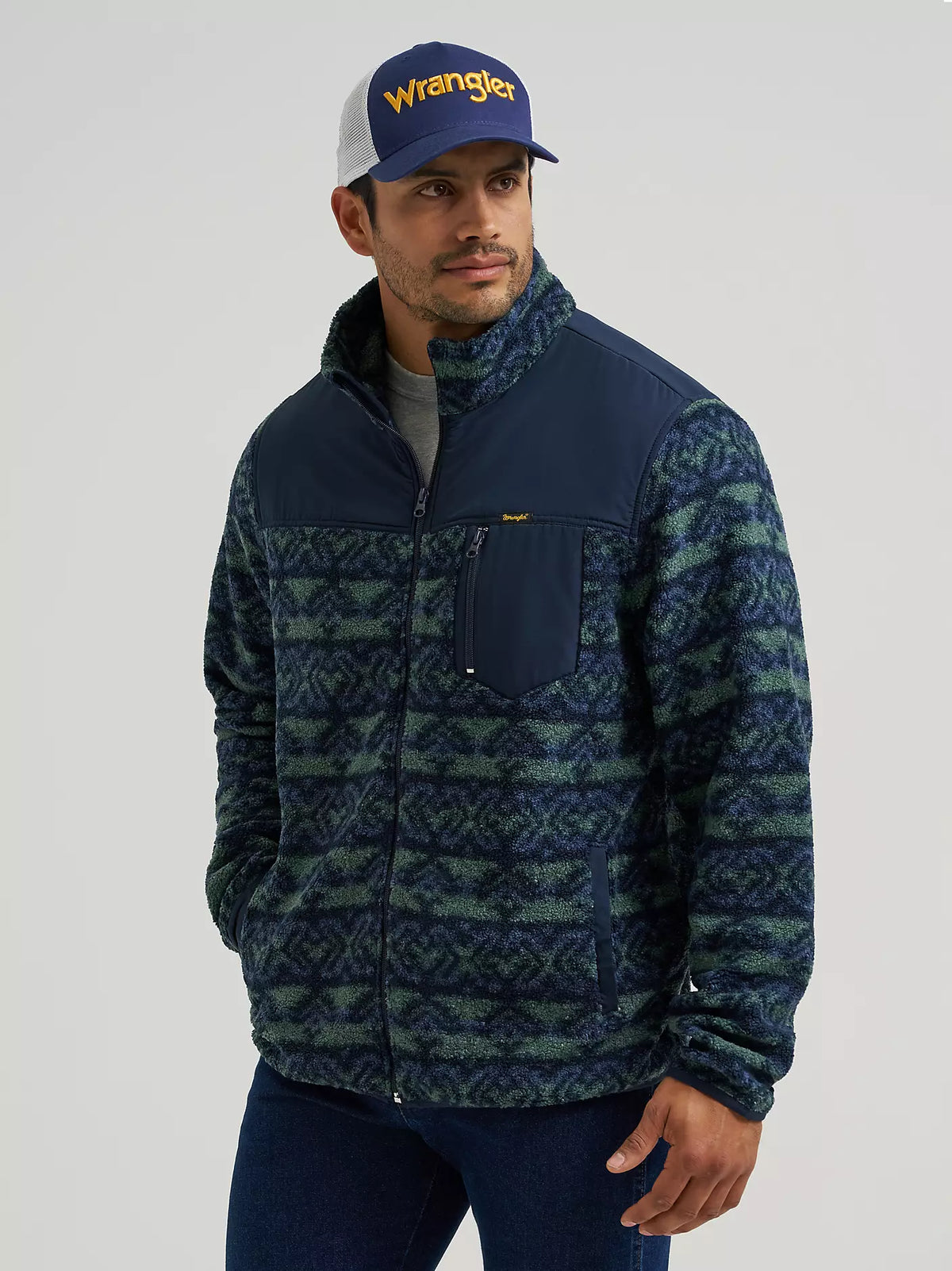 Veste pour homme en ripstop avec empiècement en sherpa et fermeture éclair à l’avant « Hay Away »