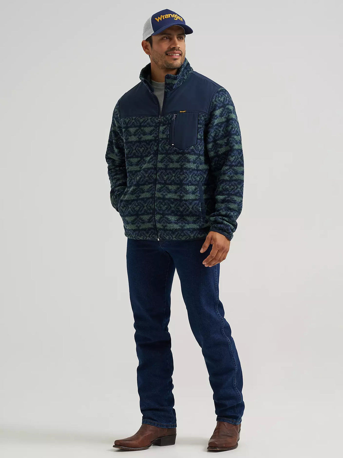 Veste pour homme en ripstop avec empiècement en sherpa et fermeture éclair à l’avant « Hay Away »