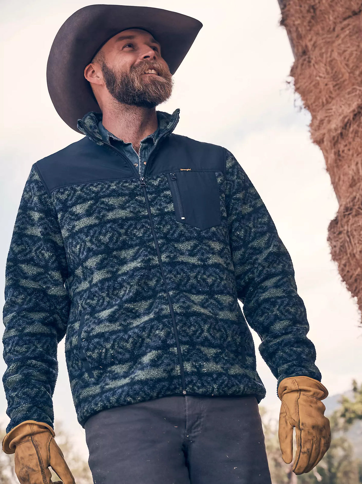 Veste pour homme en ripstop avec empiècement en sherpa et fermeture éclair à l’avant « Hay Away »
