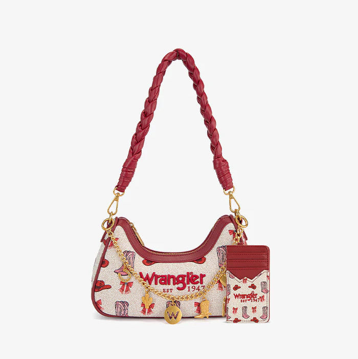 Wrangler Rodeo Icons Western Braided Handle Shoulder Bag - Pink