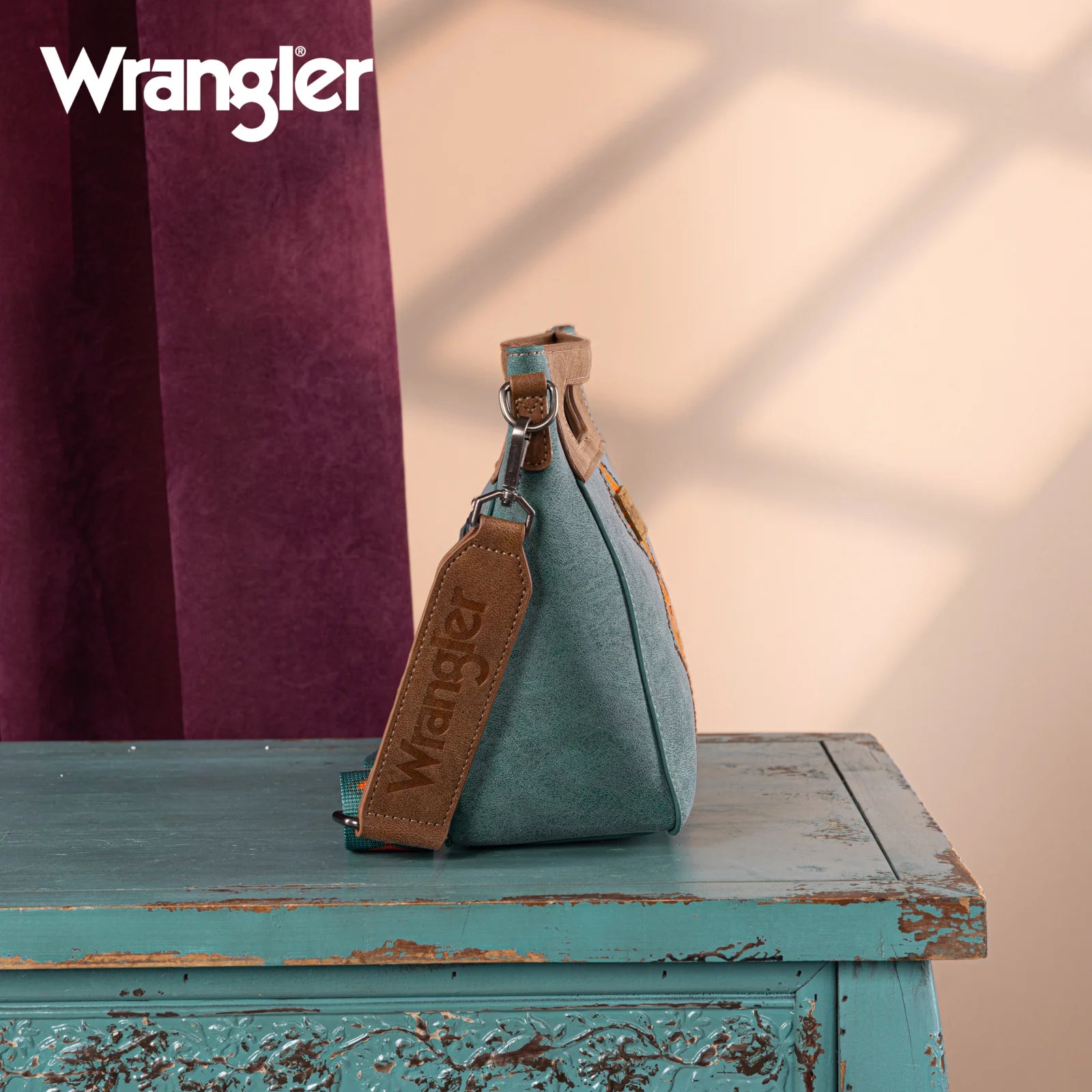 Sac cabas/sac bandoulière brodé Wrangler Aztec - Turquoise