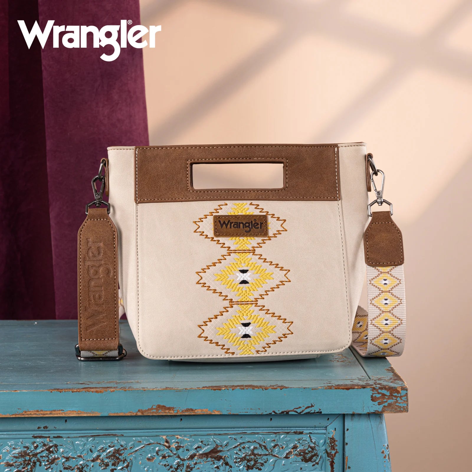Sac cabas/sac bandoulière brodé Wrangler Aztec - Beige