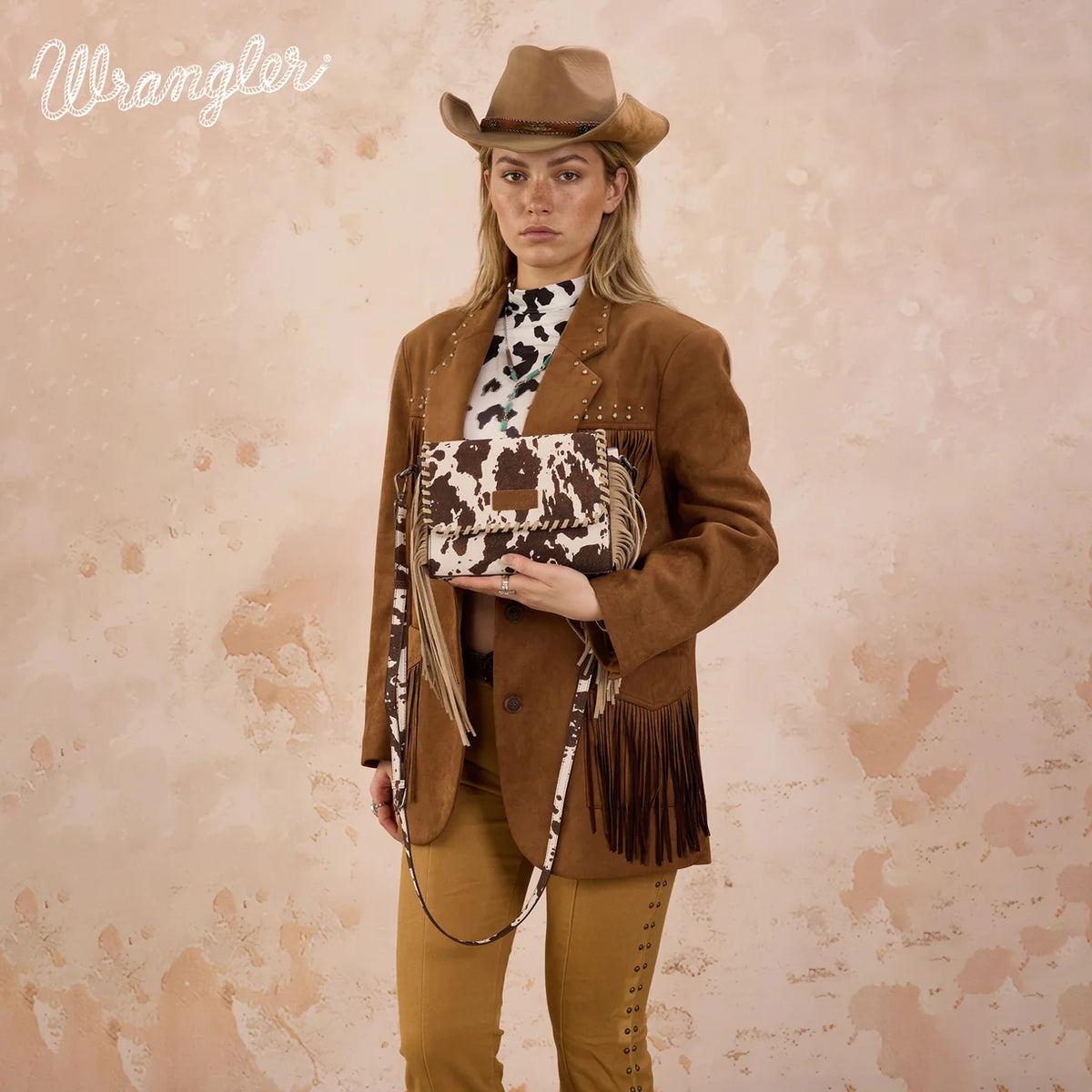 Wrangler Sac Bandoulière à Franges Imprimé Vache