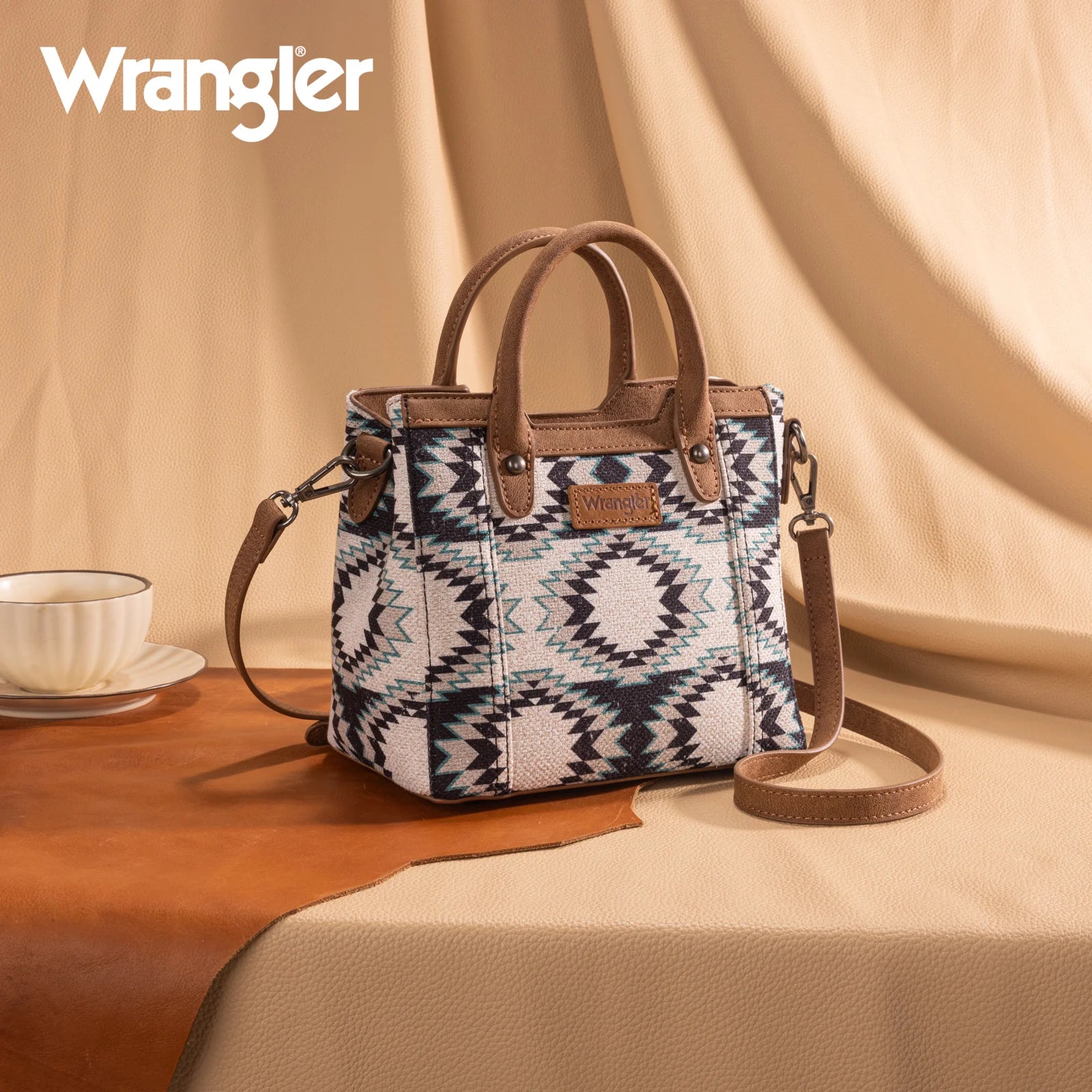 Mini sac cabas/sac à bandoulière double face Wrangler motif Aztec Distressed - Noir
