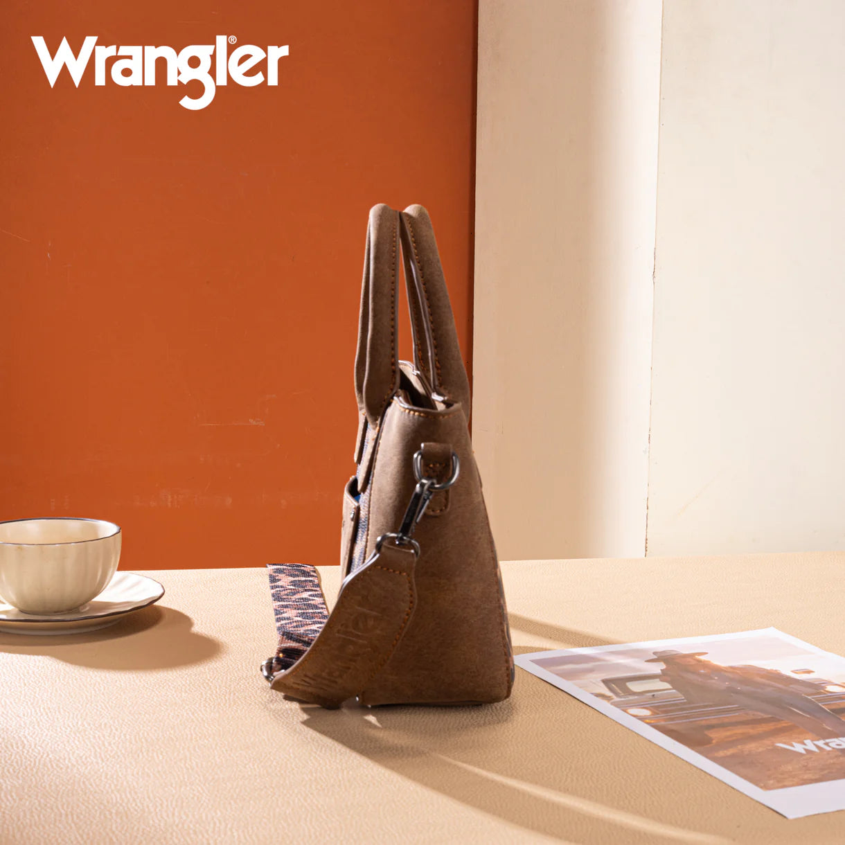 Wrangler Leopard Print Small Tote/Crossbody - Brown