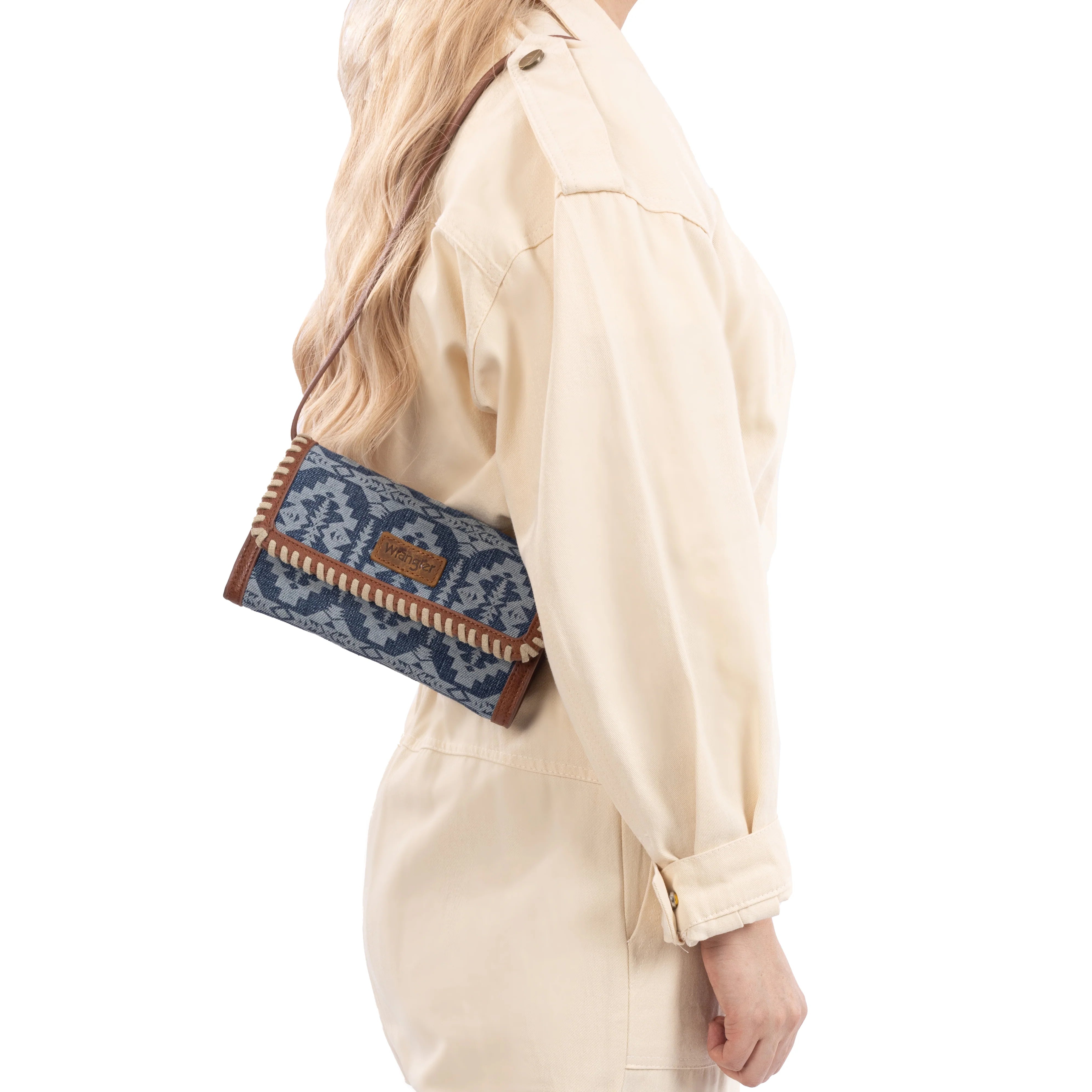 Portefeuille/sac bandoulière/pochette Wrangler motif sud-ouest - Jean