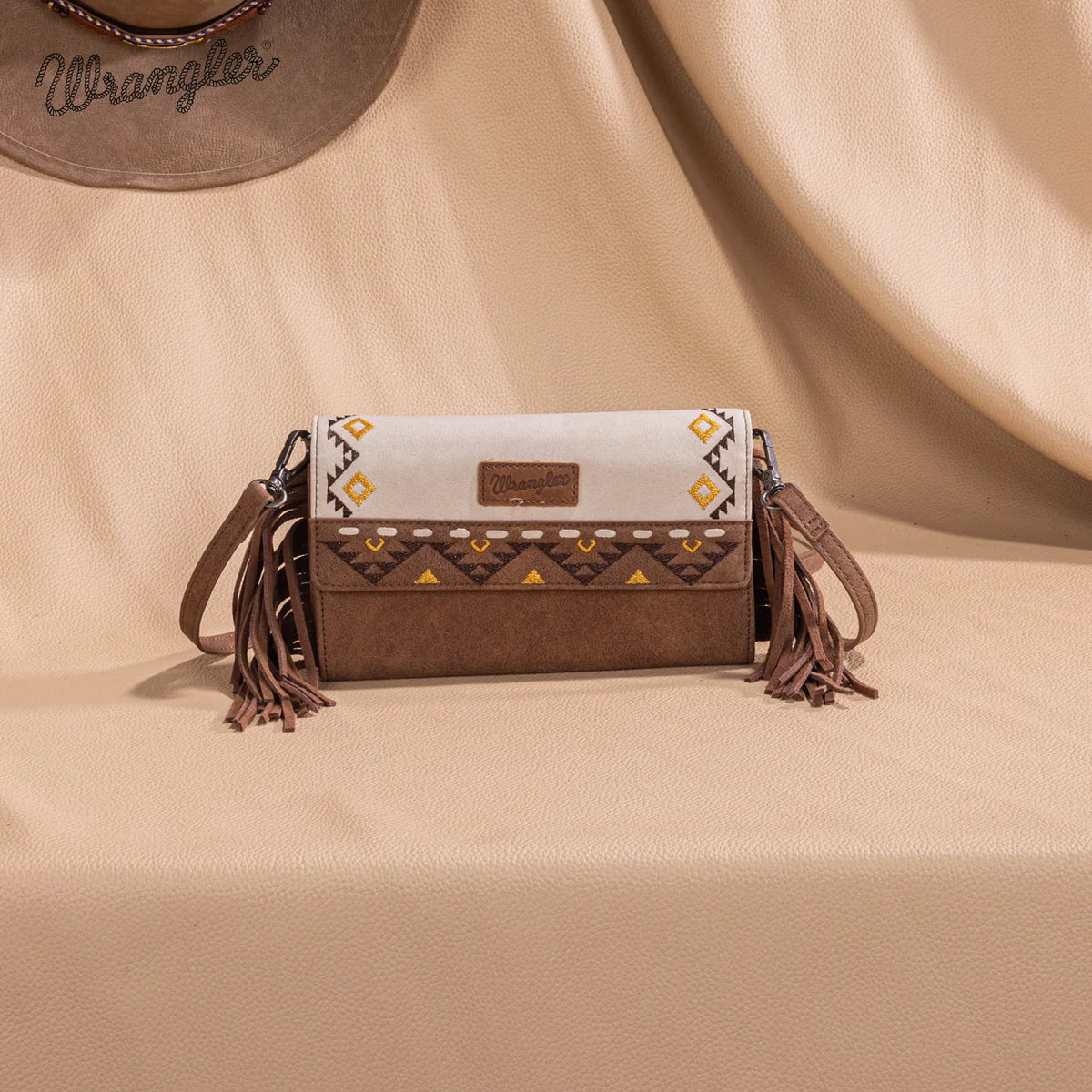 Wrangler Aztec Embroidered Fringe Wallet/Crossbody