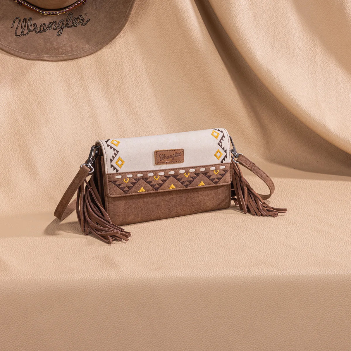 Wrangler Aztec Embroidered Fringe Wallet/Crossbody