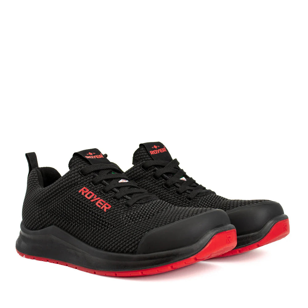 RUSH Sports Shoe, Black & Grey with Red logo & outsole