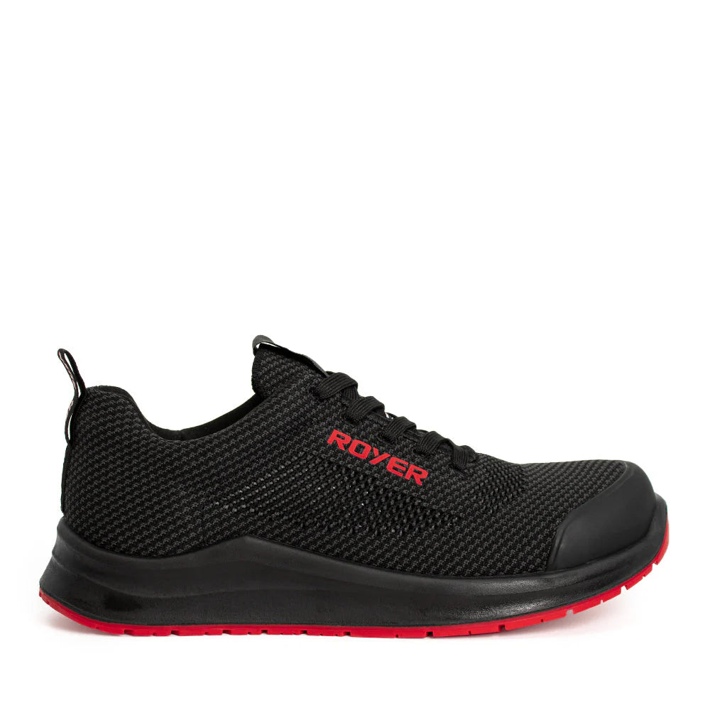 RUSH Sports Shoe, Black & Grey with Red logo & outsole