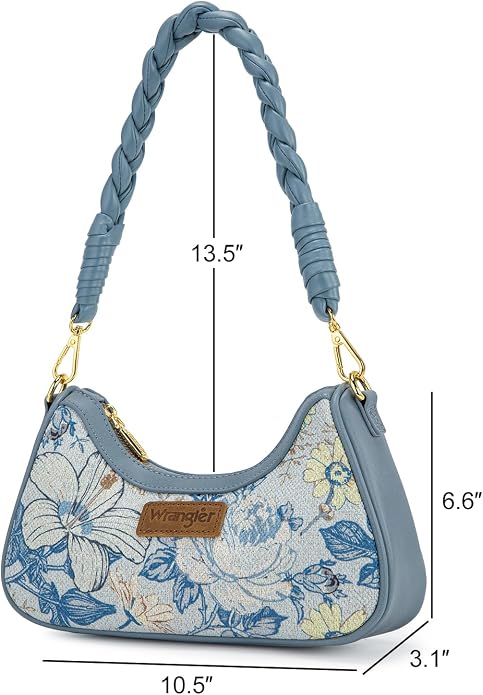 Wrangler Floral Print Braided Hobo Bag - Jean