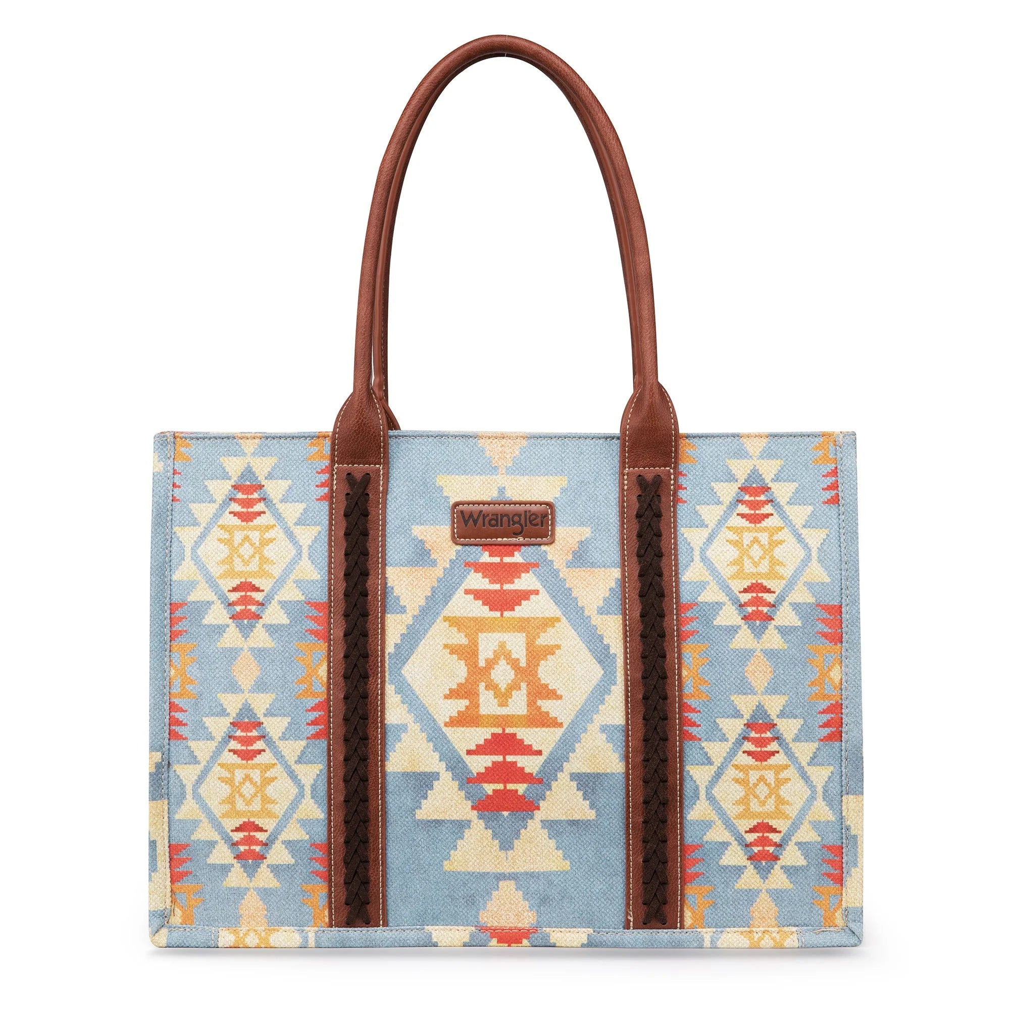 Wrangler Southwestern Aztec Print Canvas Wide Tote - Brown