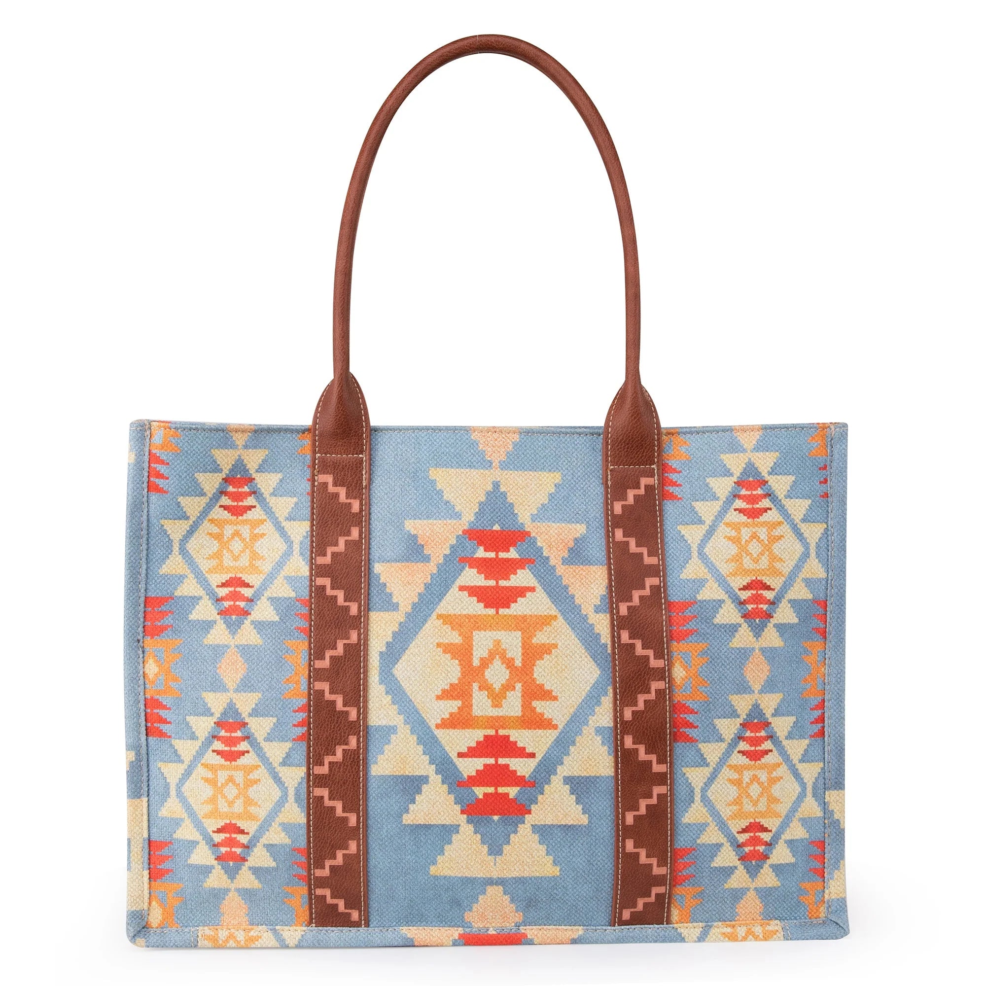 Wrangler Southwestern Aztec Print Canvas Wide Tote - Brown