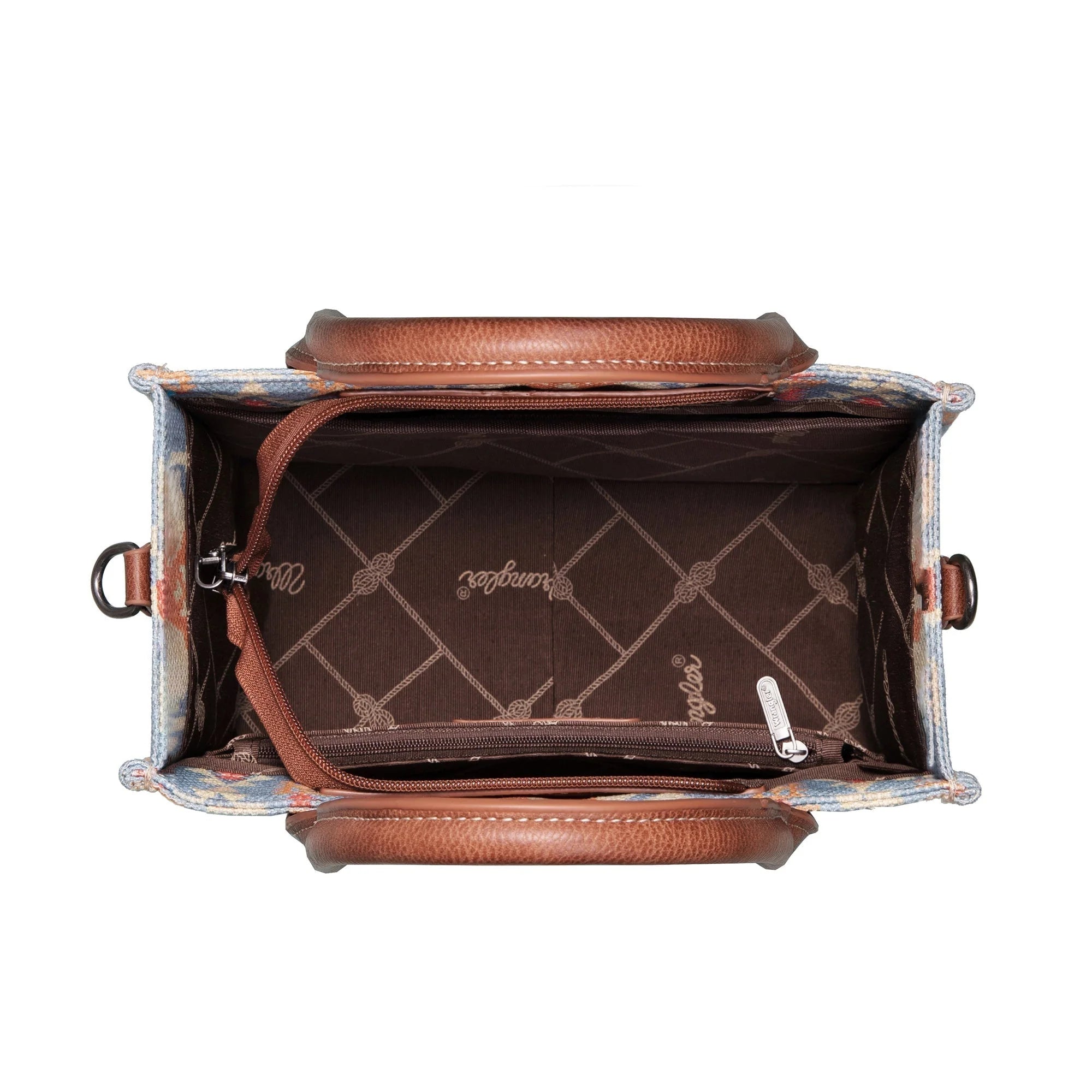 Petit sac cabas/sac à bandoulière en toile à motif sud-ouest Wrangler - Café