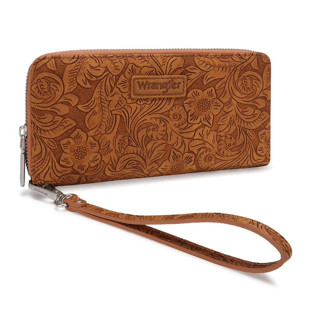 Wrangler Floral Tooled Wristlet Wallet
