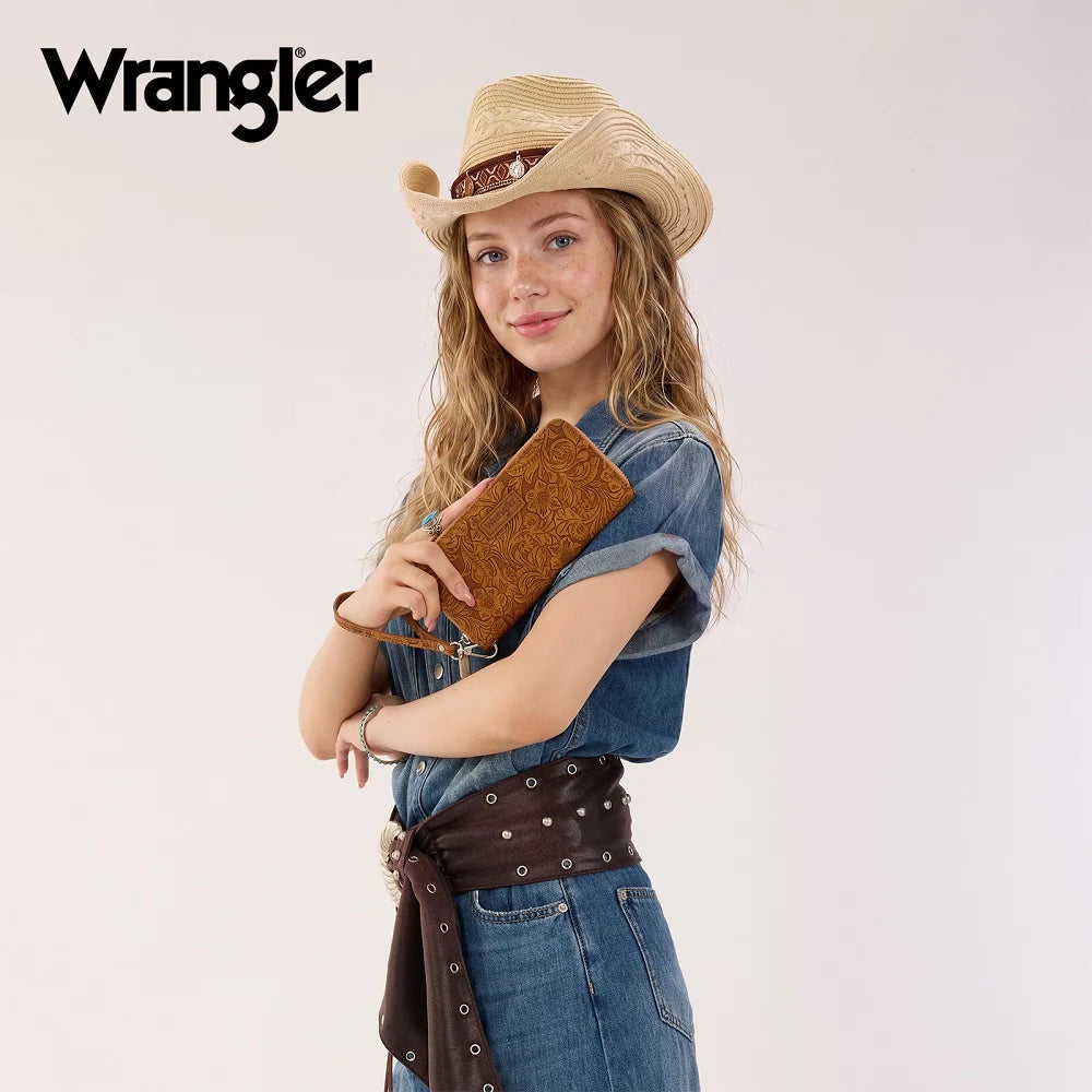 Wrangler Floral Tooled Wristlet Wallet