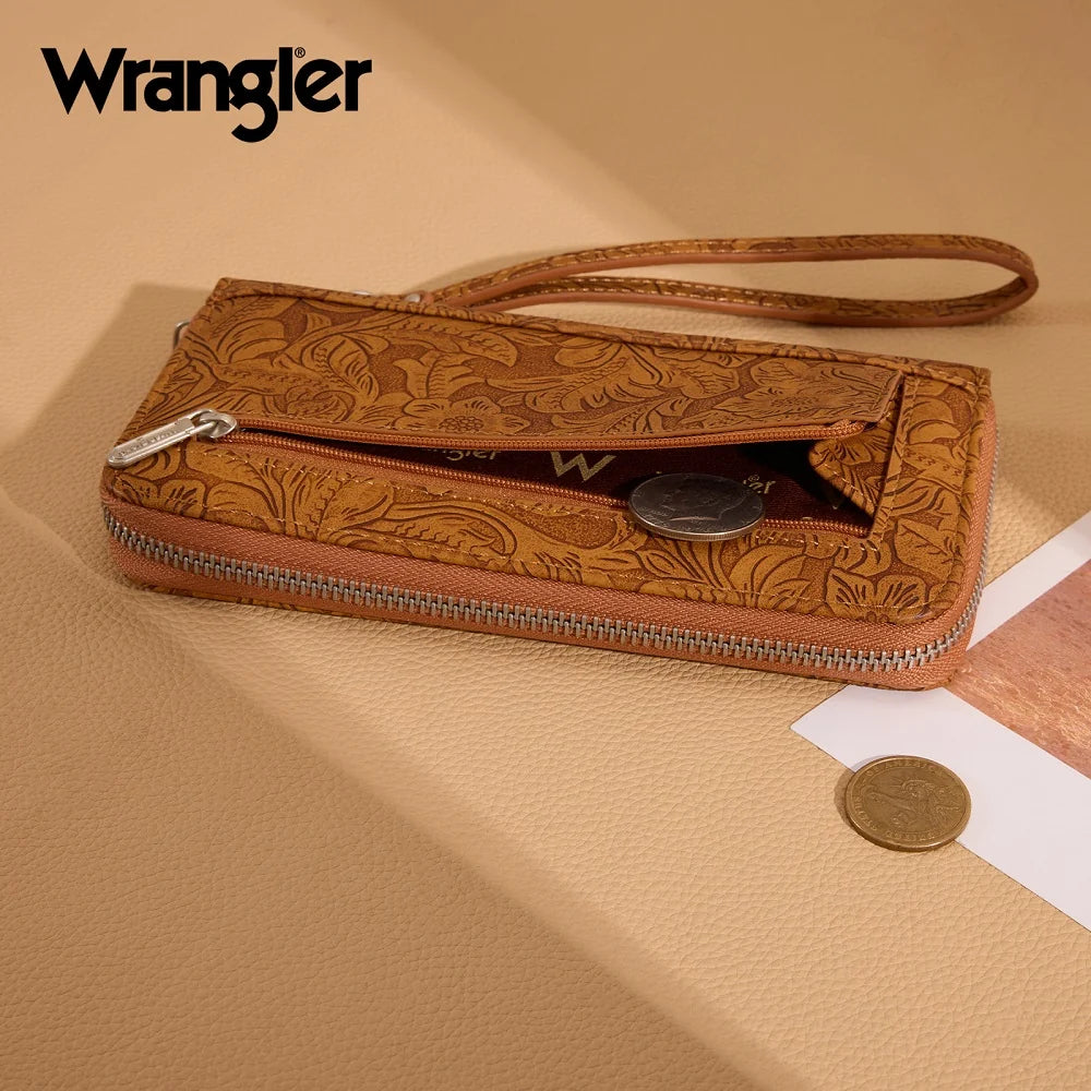 Wrangler Floral Tooled Wristlet Wallet