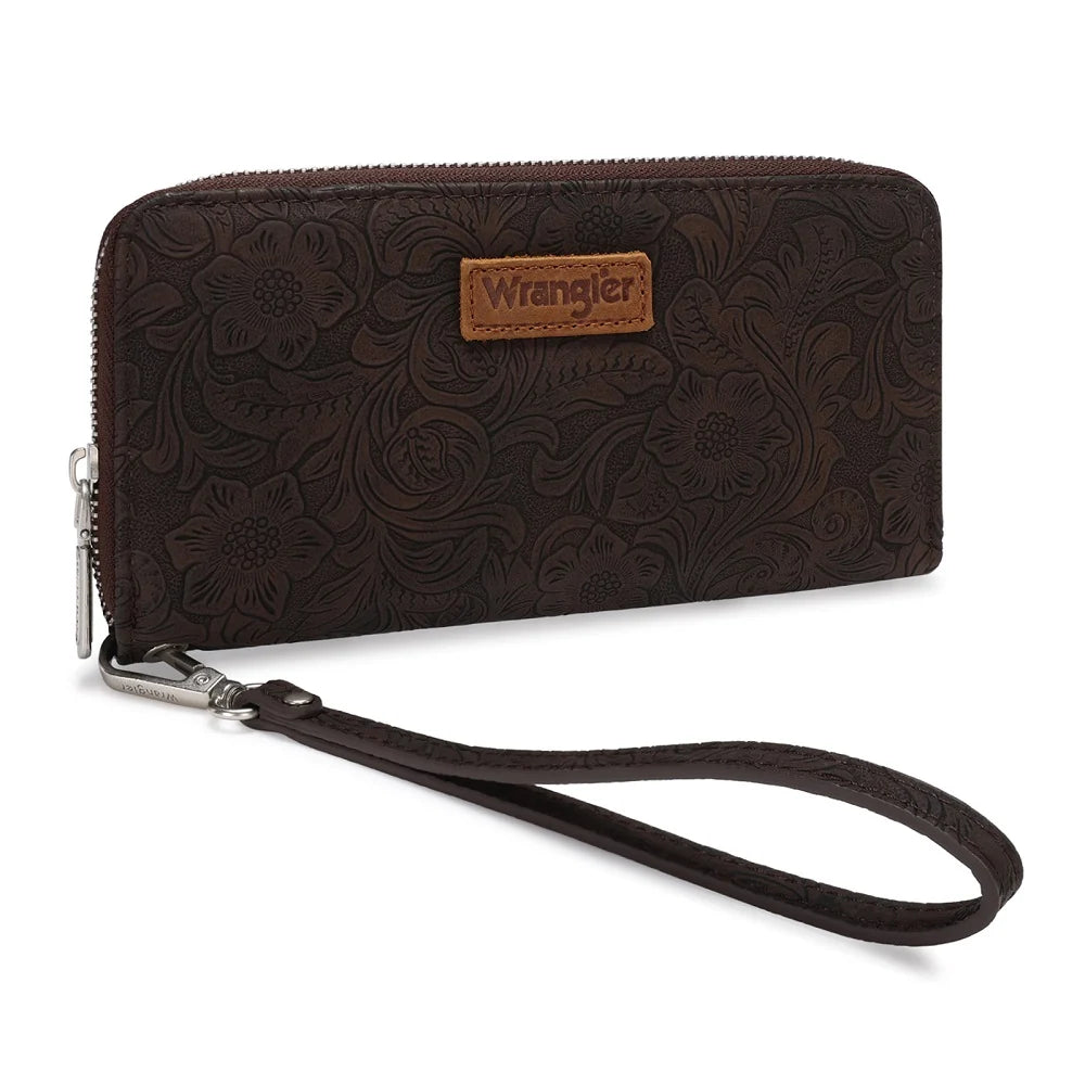 Wrangler Floral Tooled Wristlet Wallet