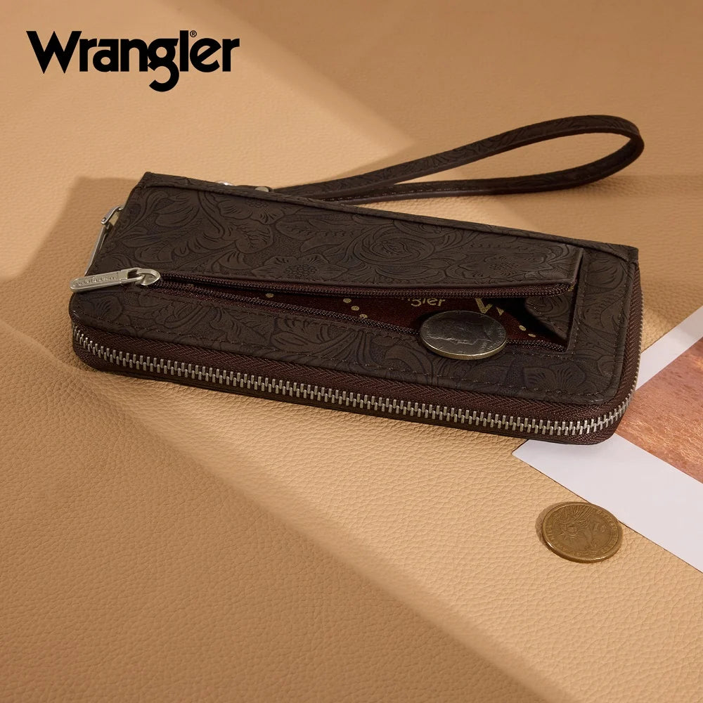Wrangler Floral Tooled Wristlet Wallet
