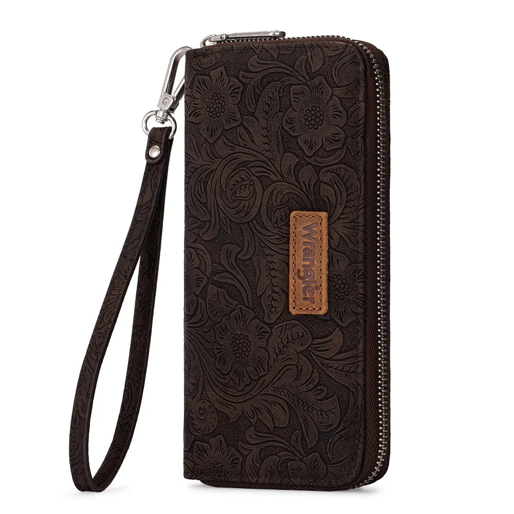 Wrangler Floral Tooled Wristlet Wallet