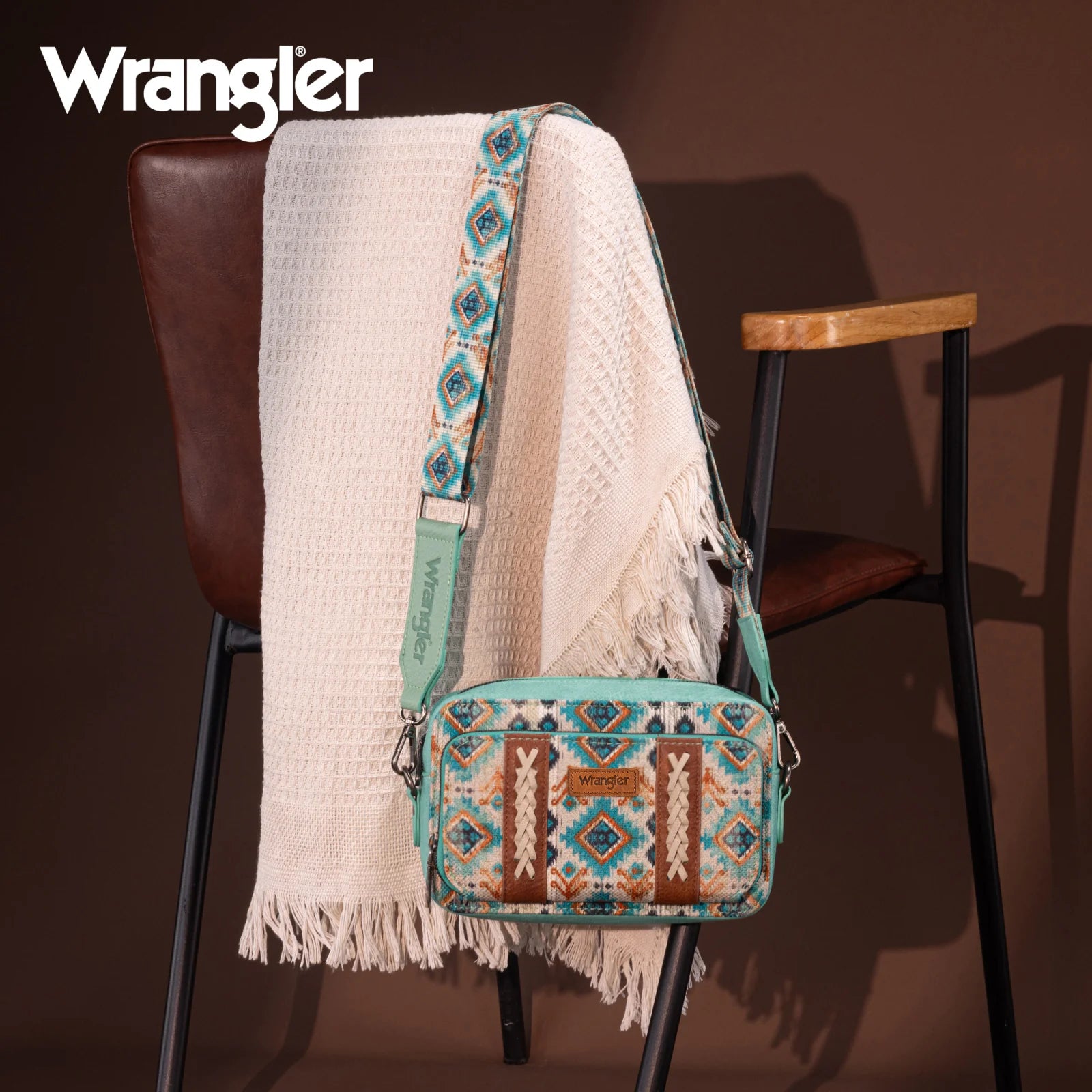 Sac à main Wrangler à bandoulière double face avec compartiment portefeuille et imprimé sud-ouest - Vert