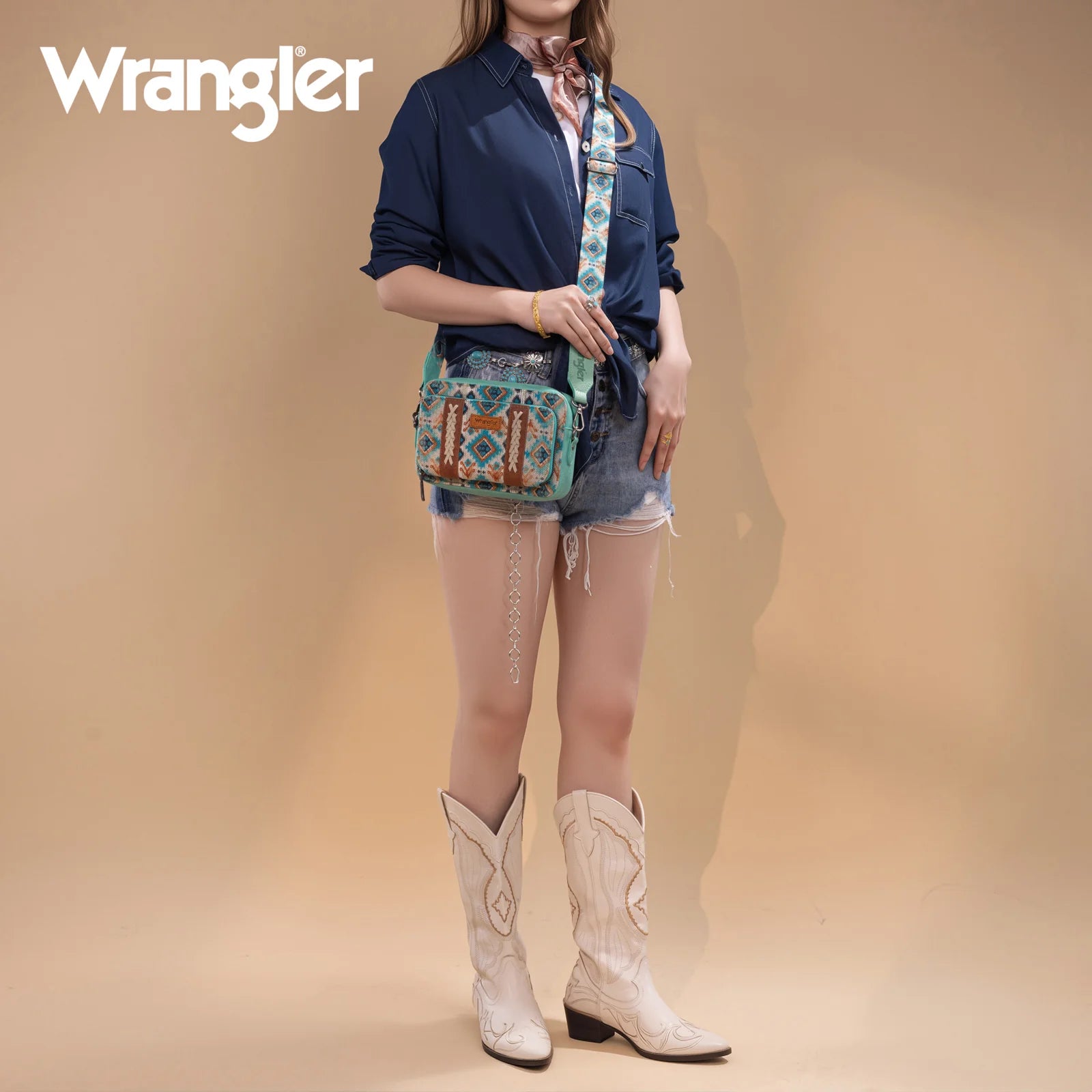 Sac à main Wrangler à bandoulière double face avec compartiment portefeuille et imprimé sud-ouest - Vert