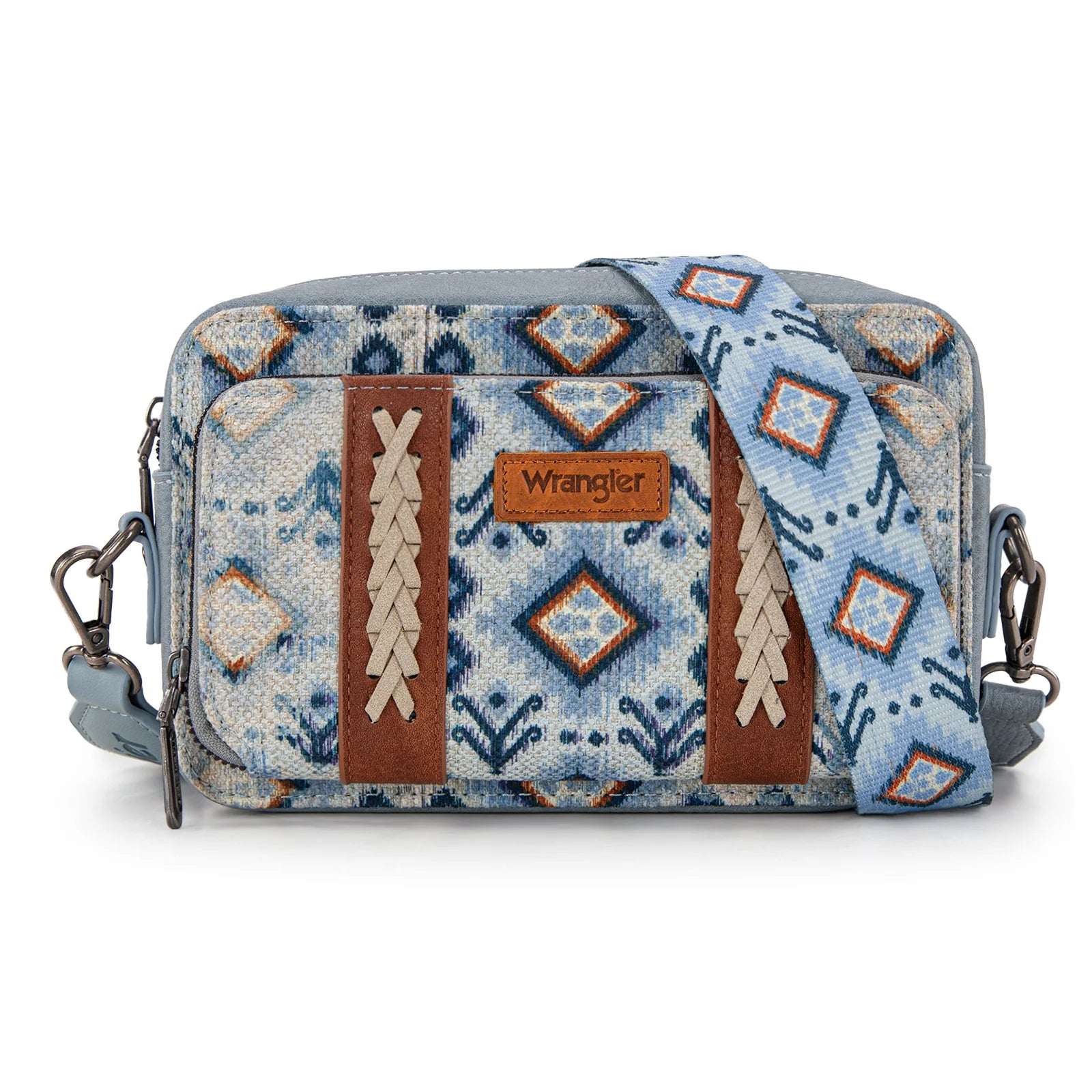 Sac à main Wrangler à bandoulière double face avec compartiment portefeuille et imprimé sud-ouest - Bleu marine