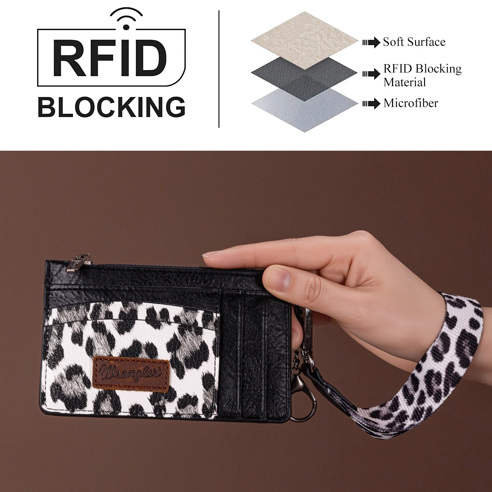 Porte-clés et porte-cartes Wrangler à imprimé léopard - Noir