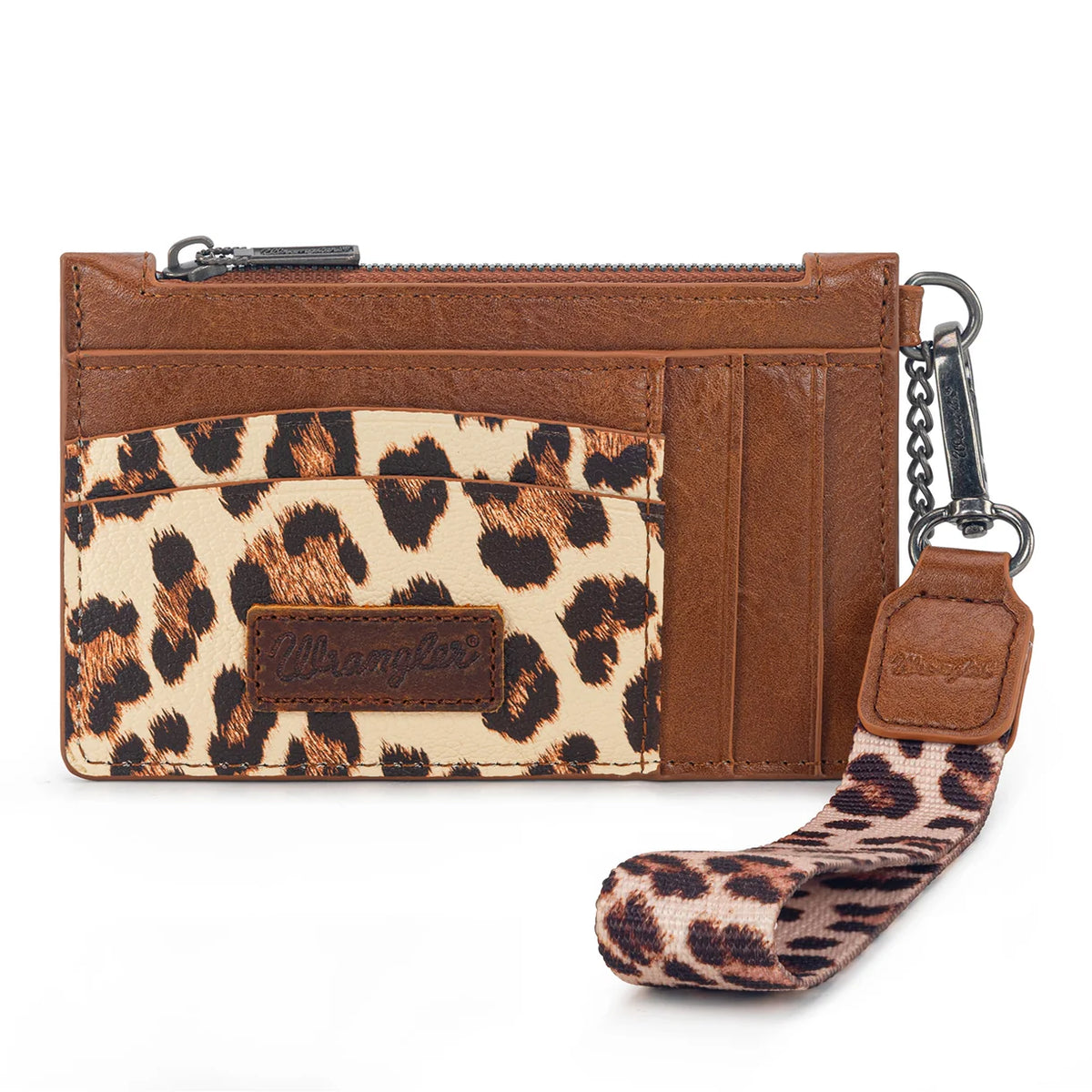 Wrangler Leopard Print Key Chain Wristlet Card Wallet