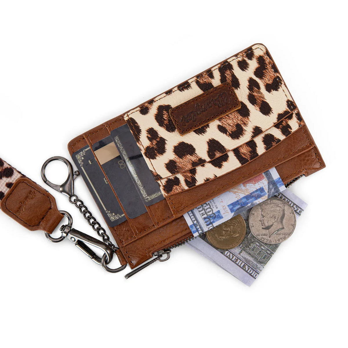 Wrangler Leopard Print Key Chain Wristlet Card Wallet