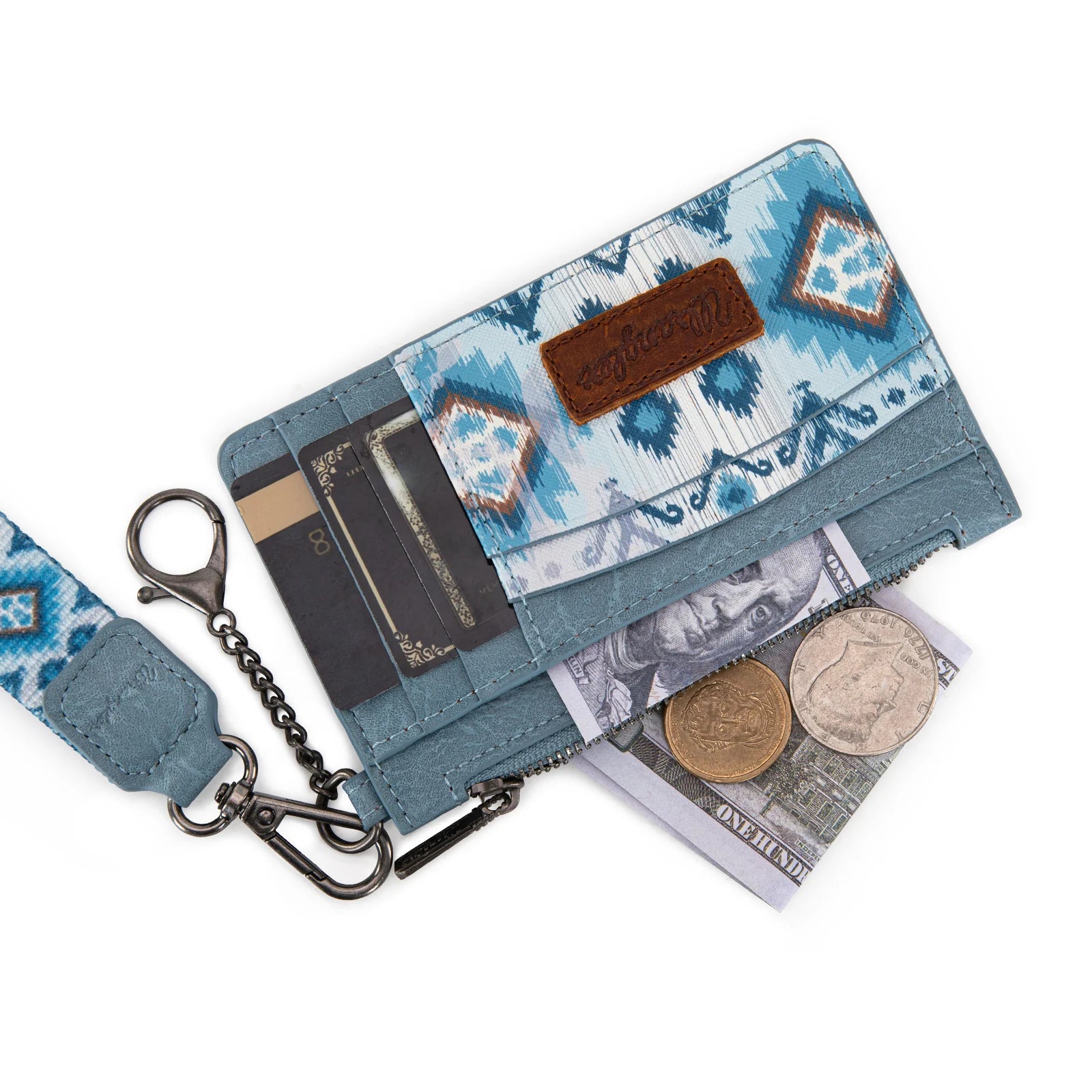Wrangler Aztec Print Key Chain Wristlet Card Wallet - Jean