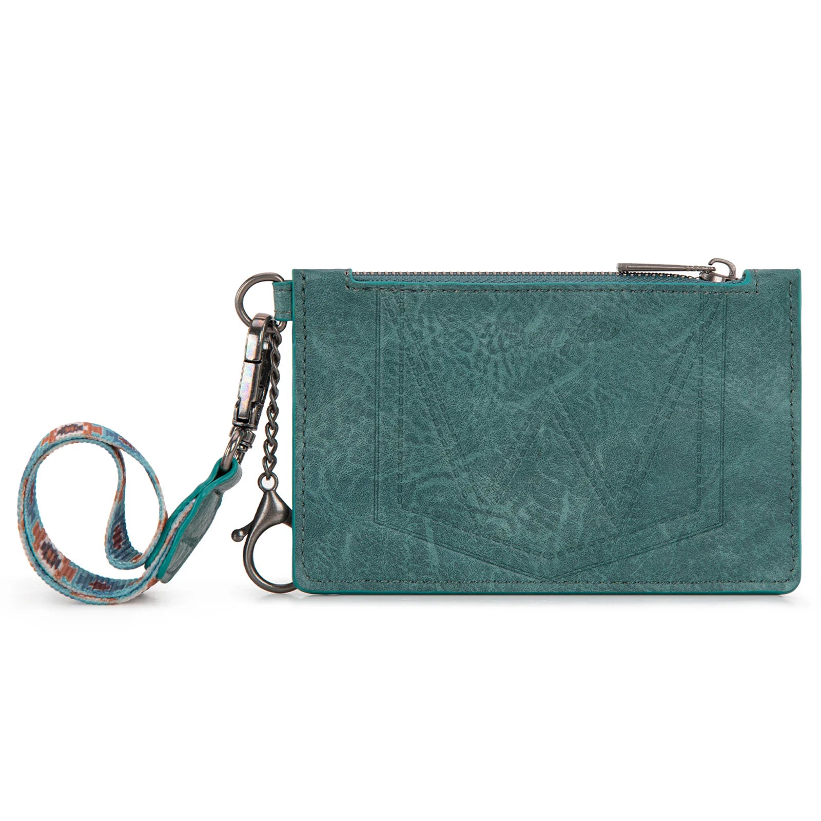 Wrangler Aztec Print Key Chain Wristlet Card Wallet - Turquoise