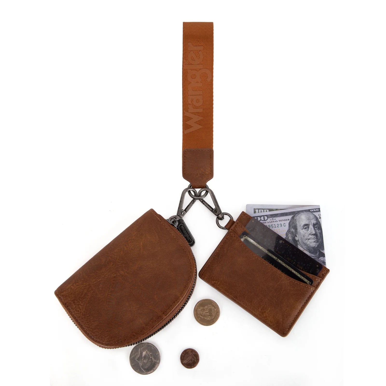 Portefeuille Wrangler à double pochette et porte-cartes de crédit - Marron