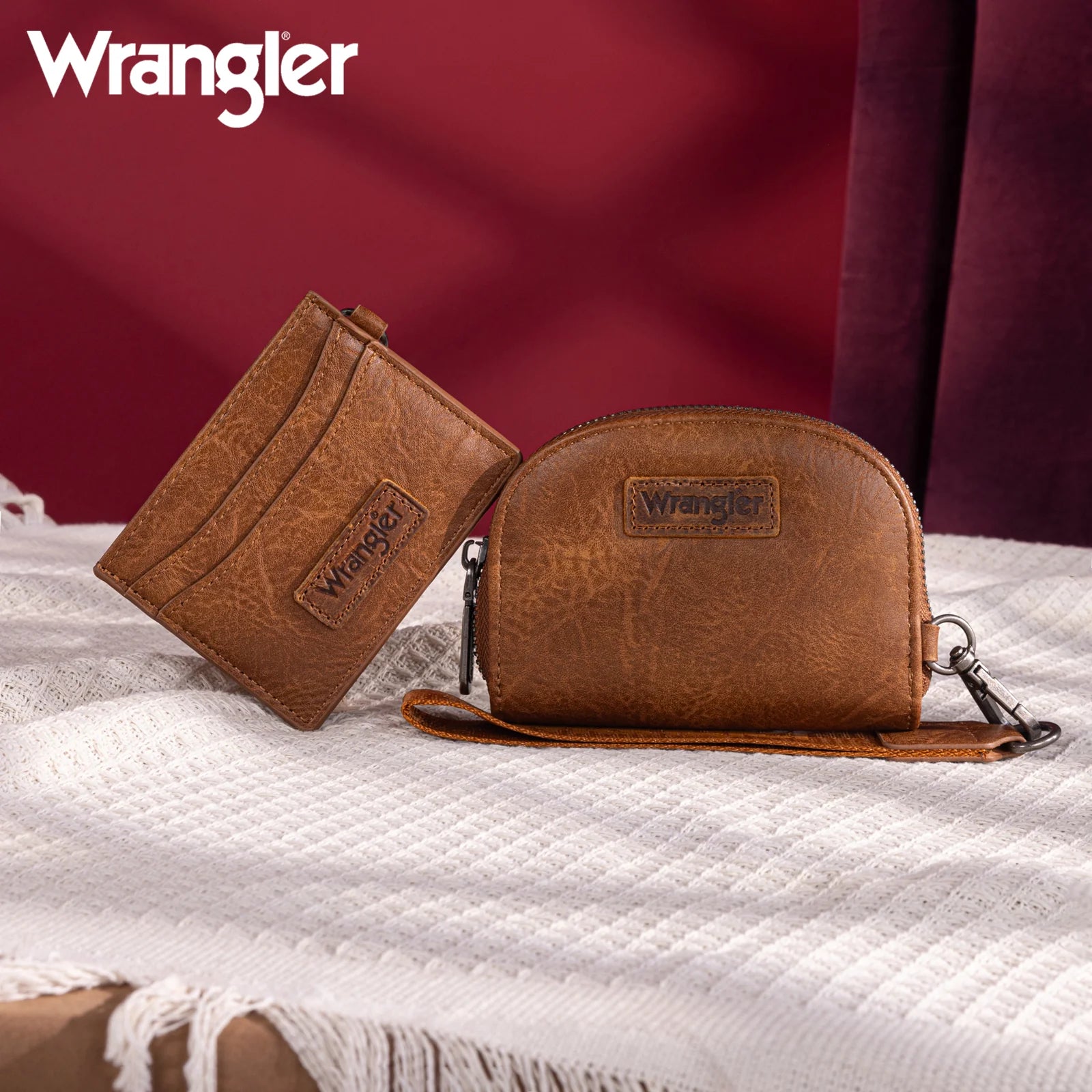 Portefeuille Wrangler à double pochette et porte-cartes de crédit - Marron