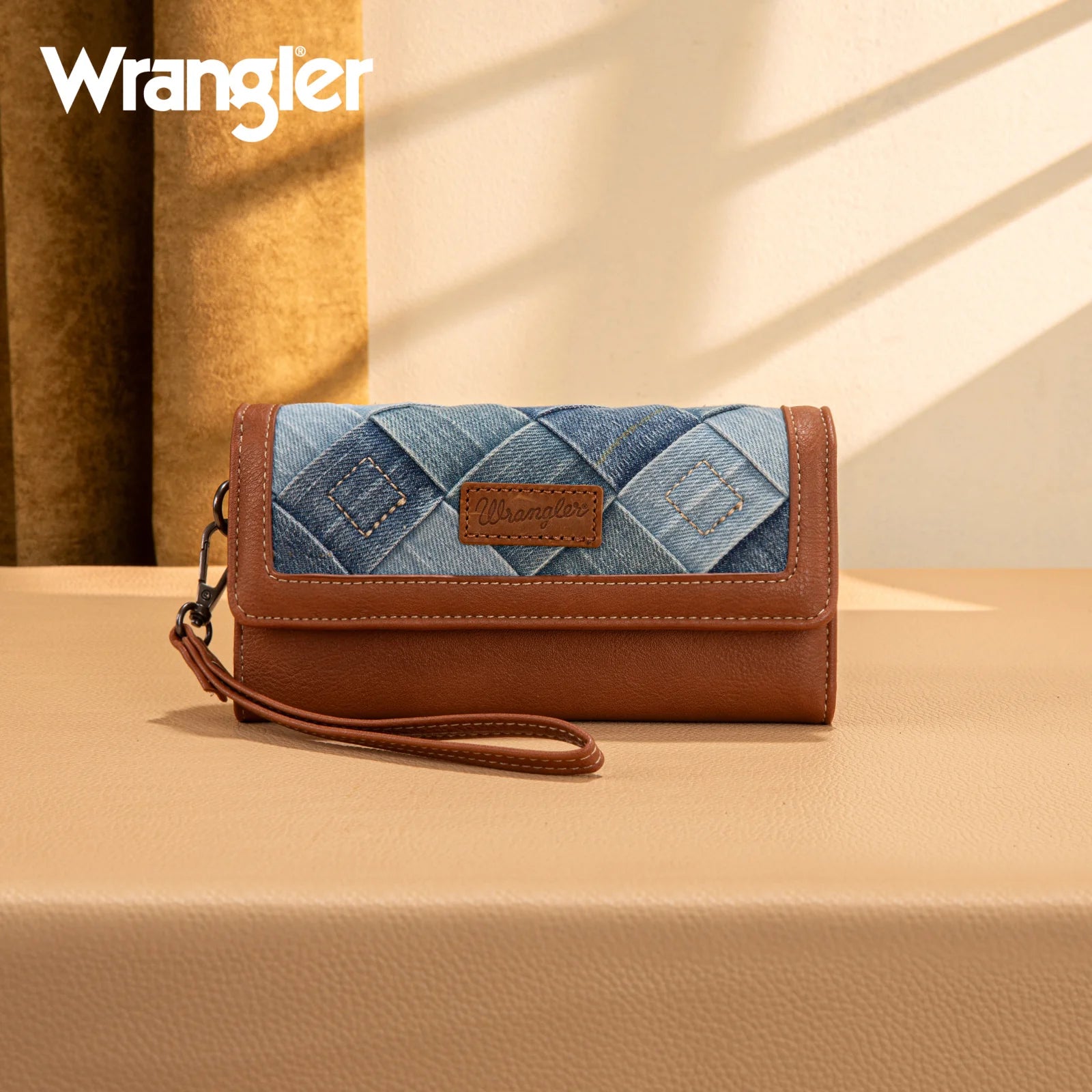 Wrangler Denim Woven Tri-Fold Wristlet/Wallet - Jean