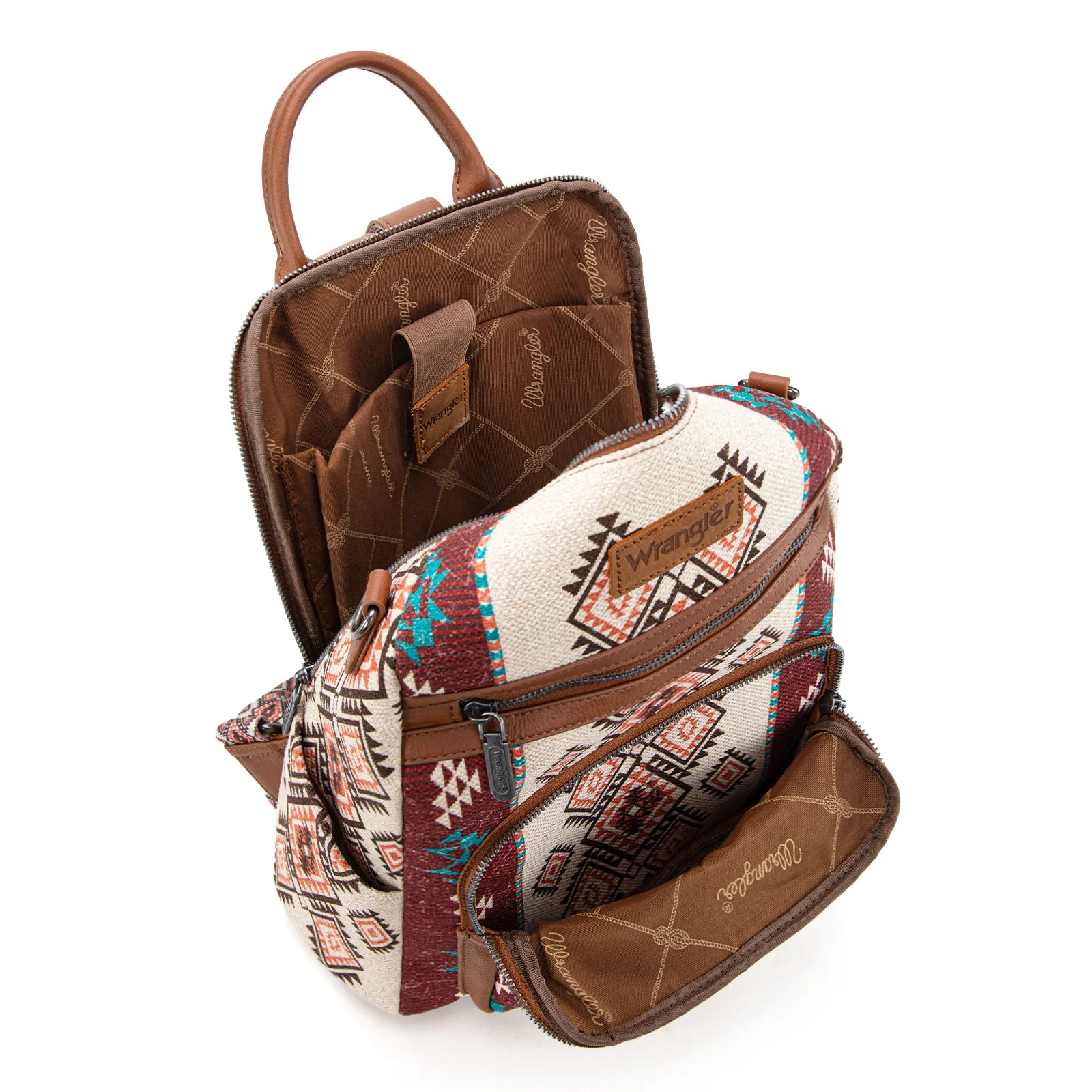 Sac à dos/sac bandoulière Wrangler à motif aztèque - Brun