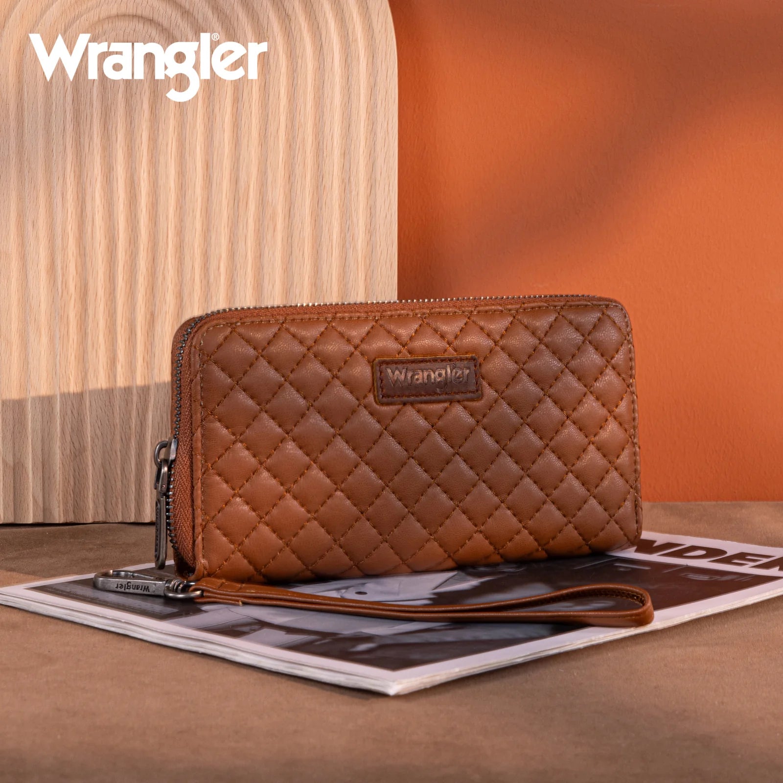 Portefeuille/bracelet RFID matelassé Wrangler - Brun