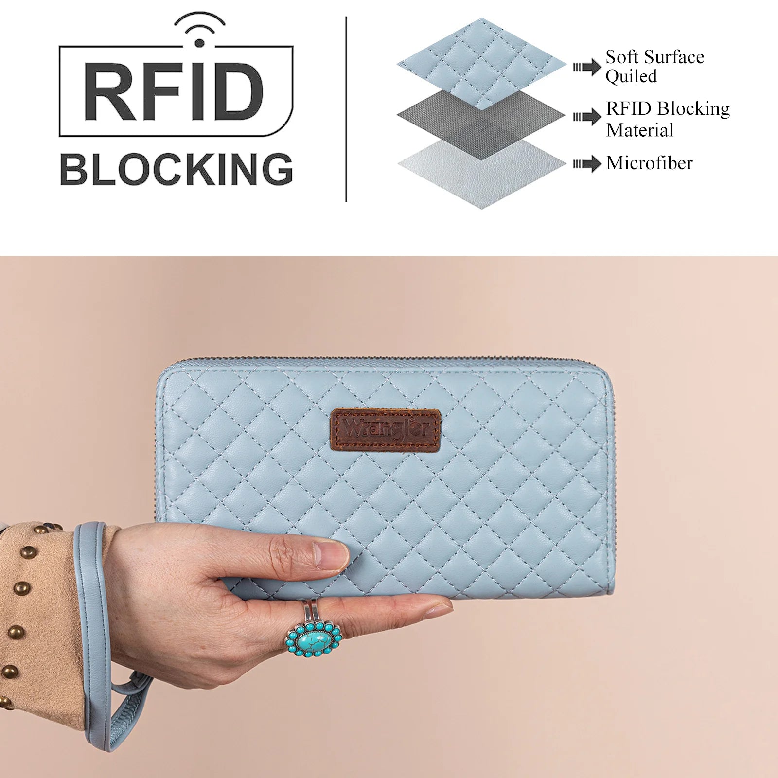 Portefeuille/bracelet RFID matelassé Wrangler - Jean